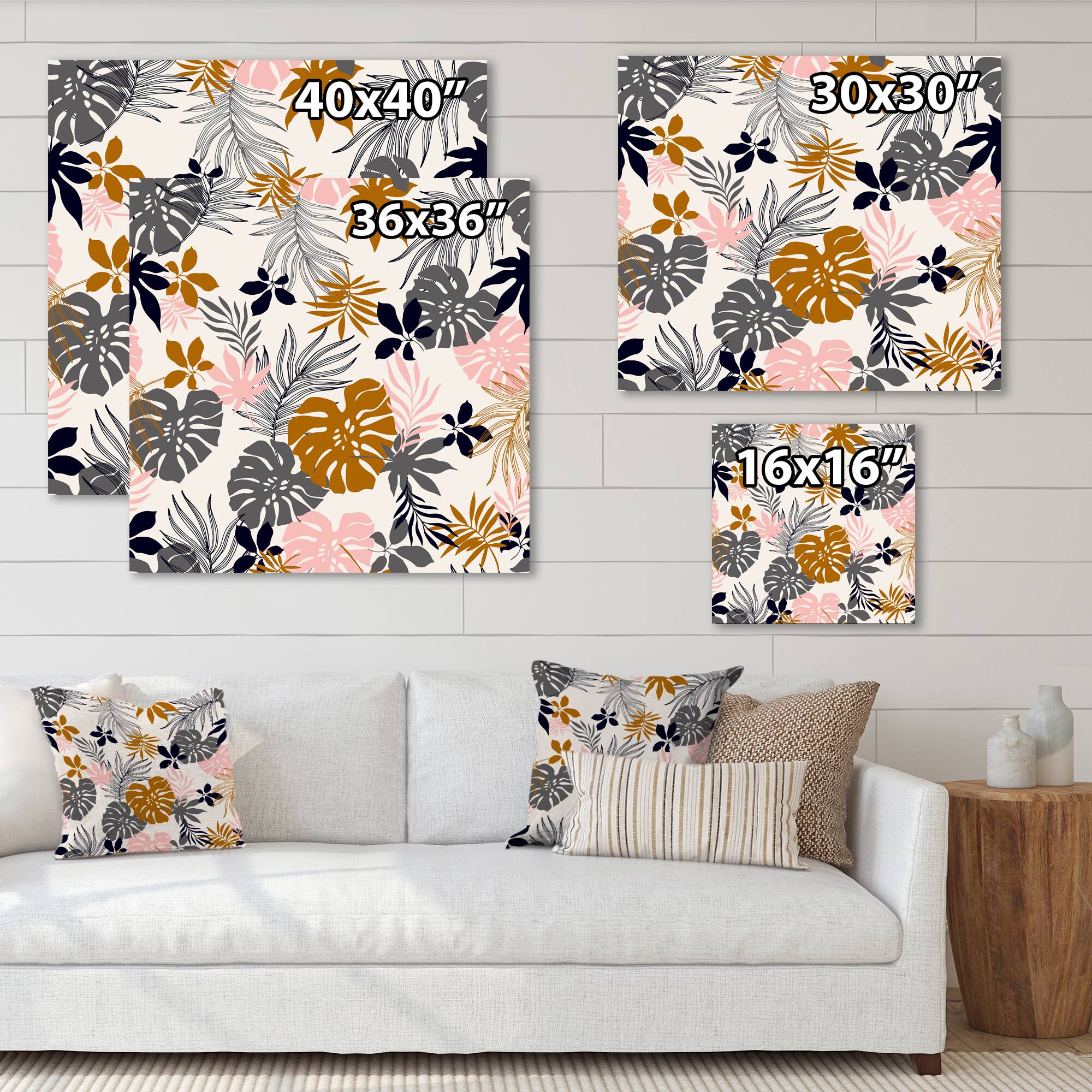 Designart - Tropical Naturepalm Monstera Leaves In Silhouette