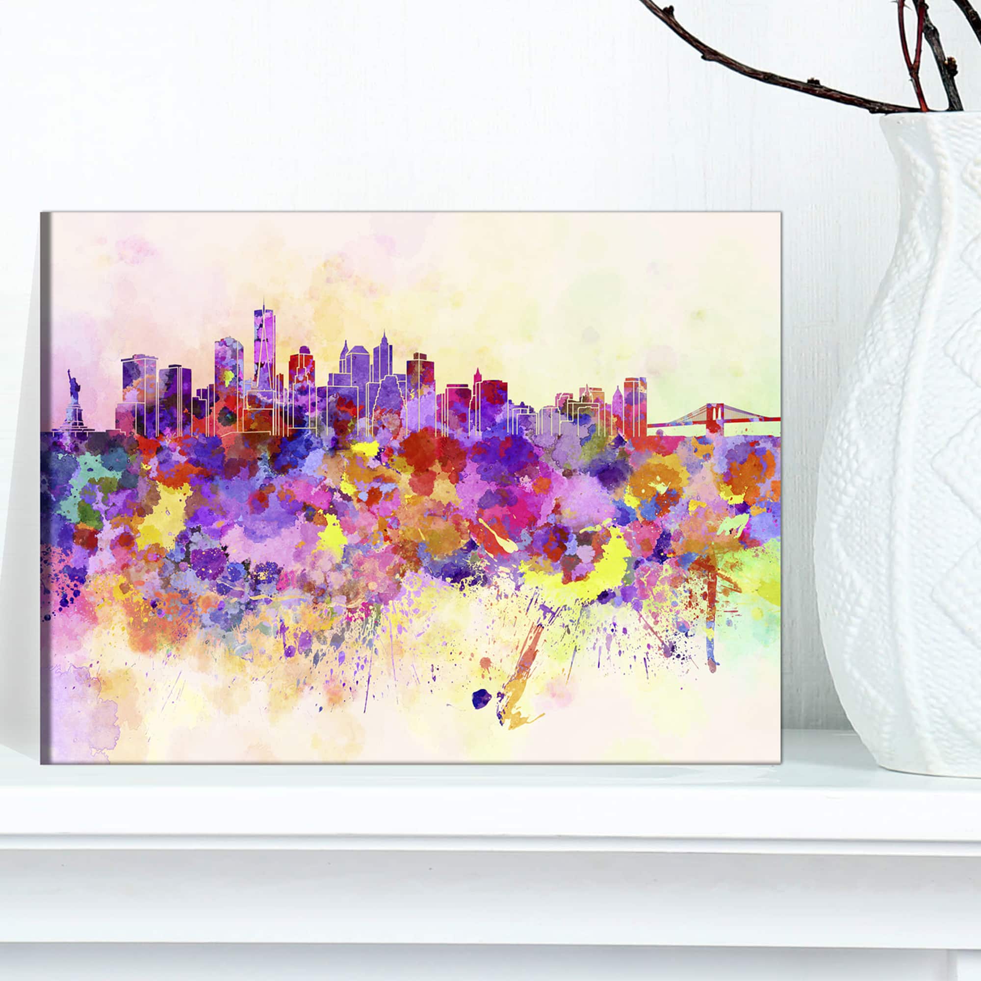 Designart - Purple New York Skyline - Cityscape Canvas Art Print
