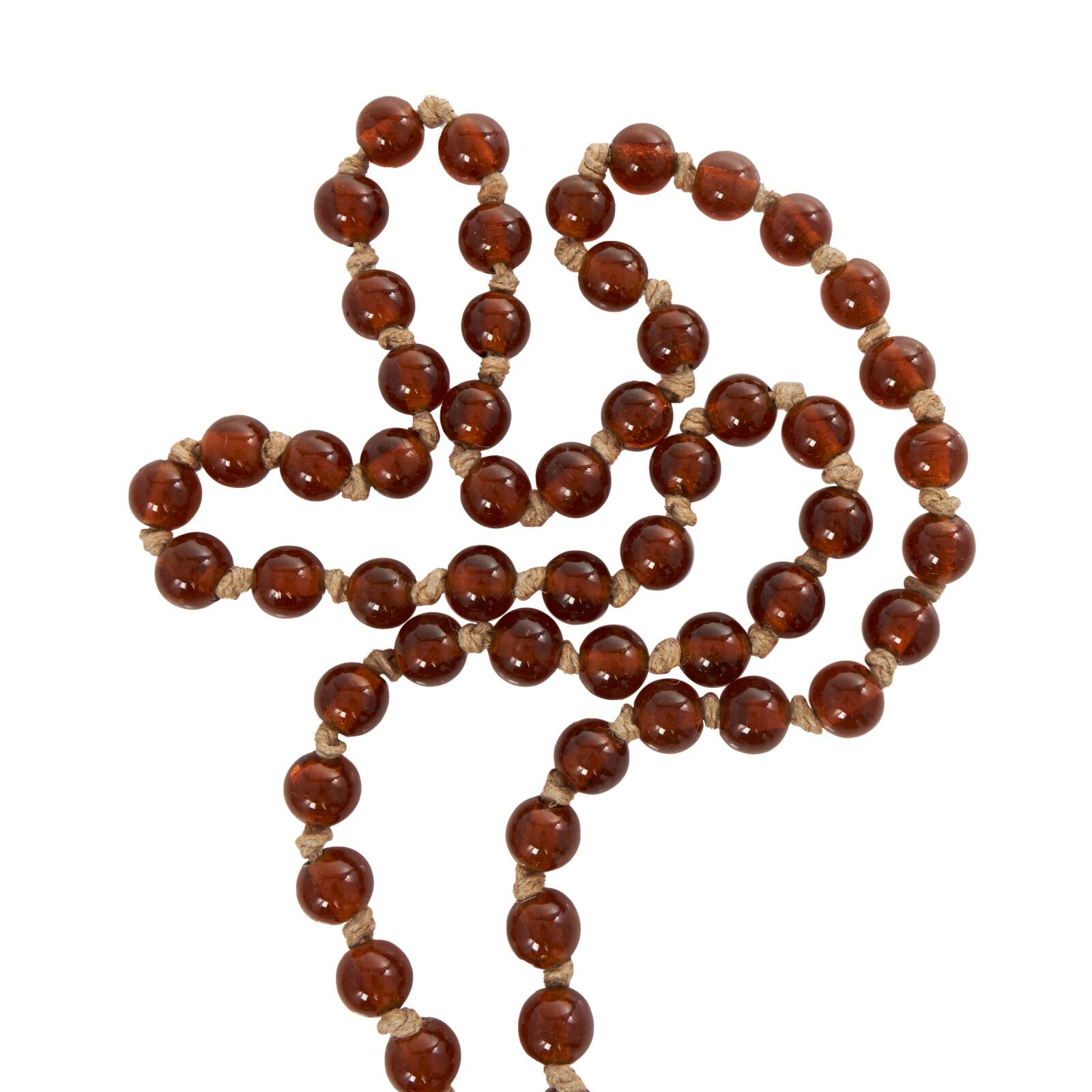 83" Glass Handmade Round Long Beaded Garland with Jute Tassel