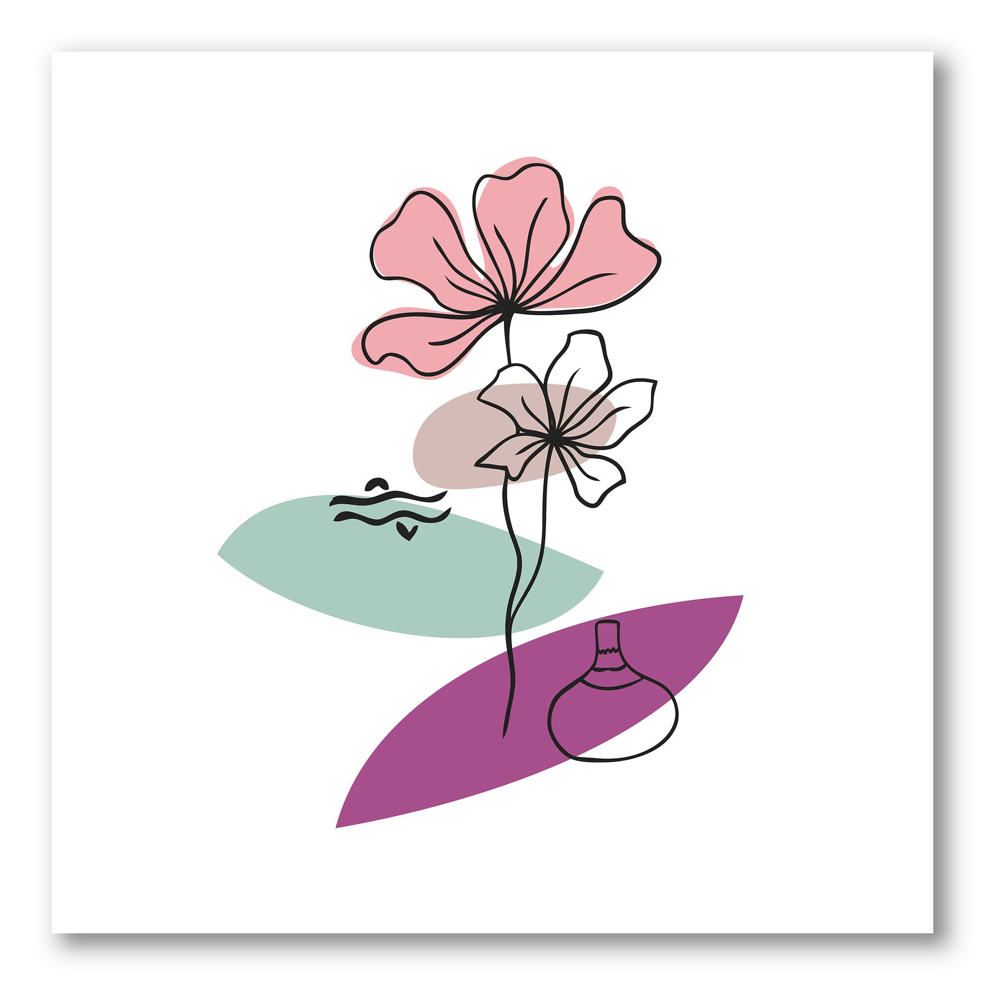 Designart - Elementary Shapes With Abstract Flowers Plants IV