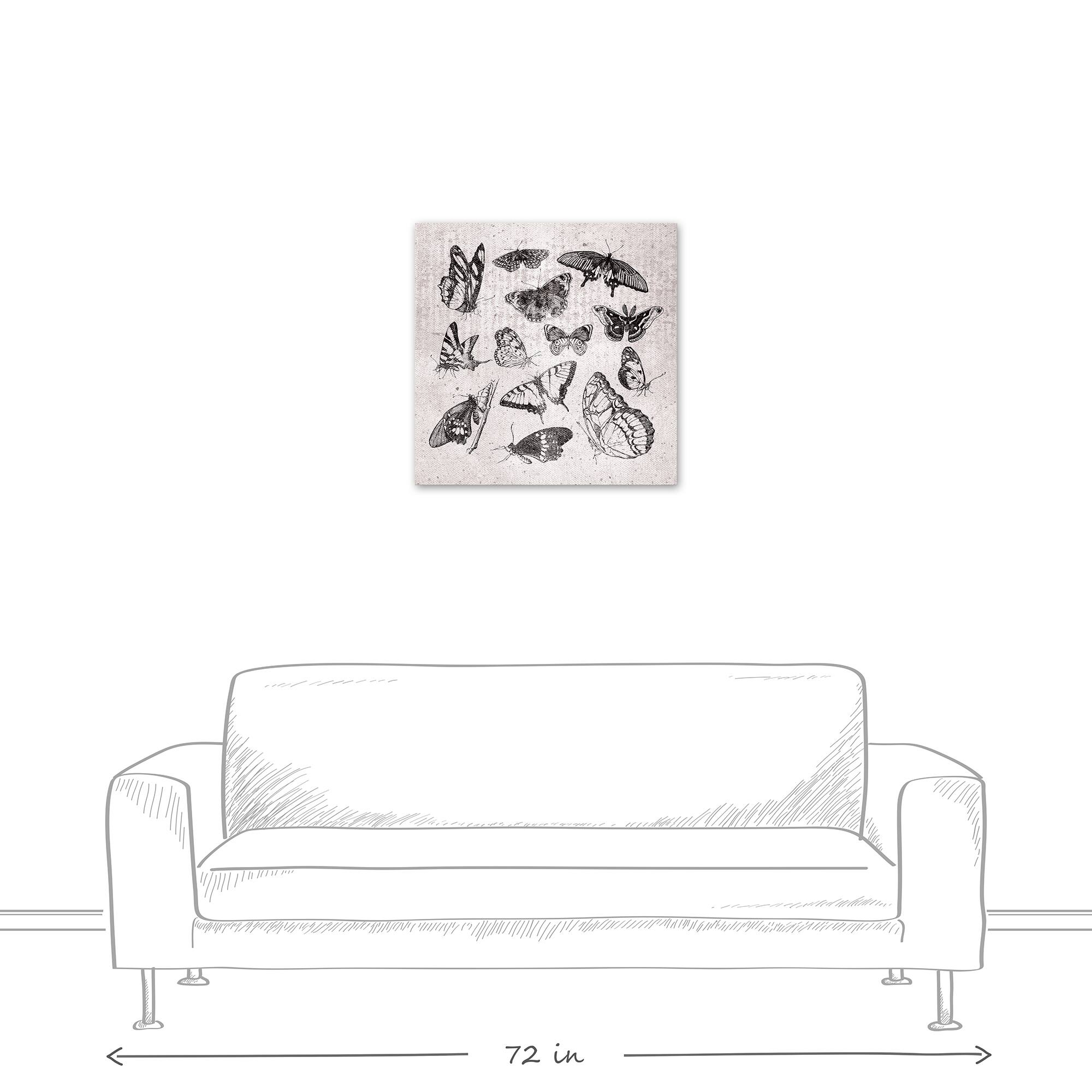 Grayscale Butterflies 24" x 24" Canvas Wall Art