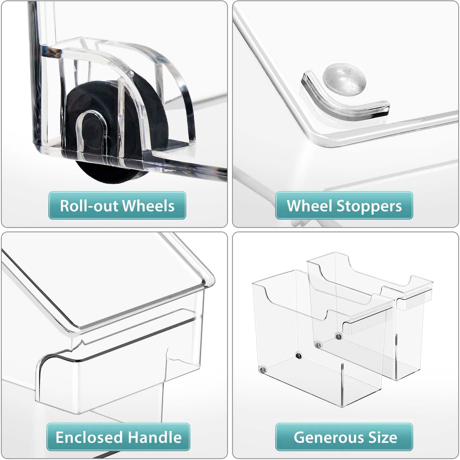 Sorbus Tall Rolling Storage Bin Set