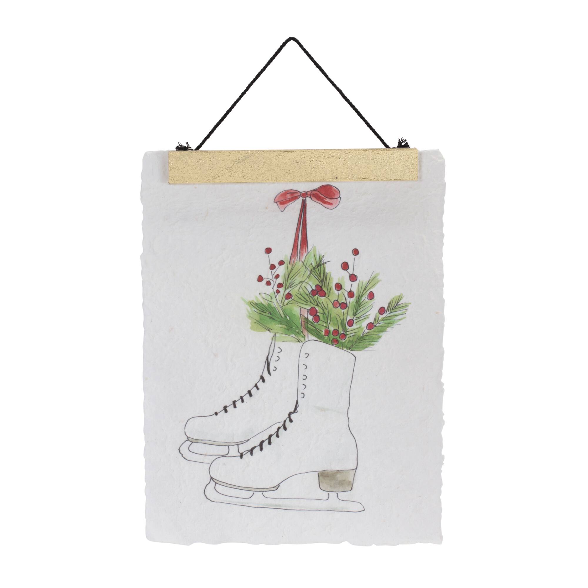Melrose 12" x 16" Christmas Tree & Ice Skate Holiday Banner Set