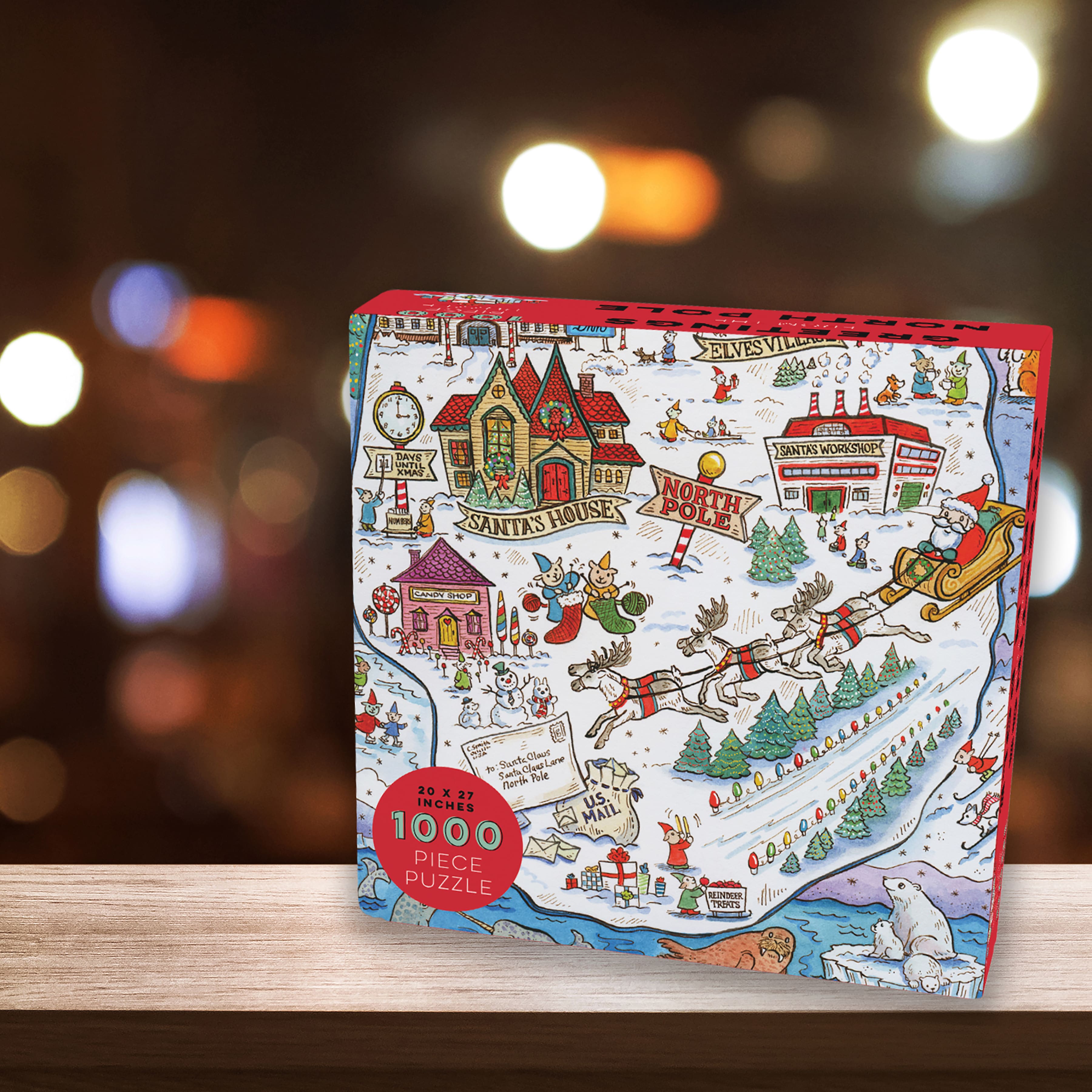 TF Publishing Greetings From The North Pole Map Christmas 1,000 Piece Jigsaw Puzzle