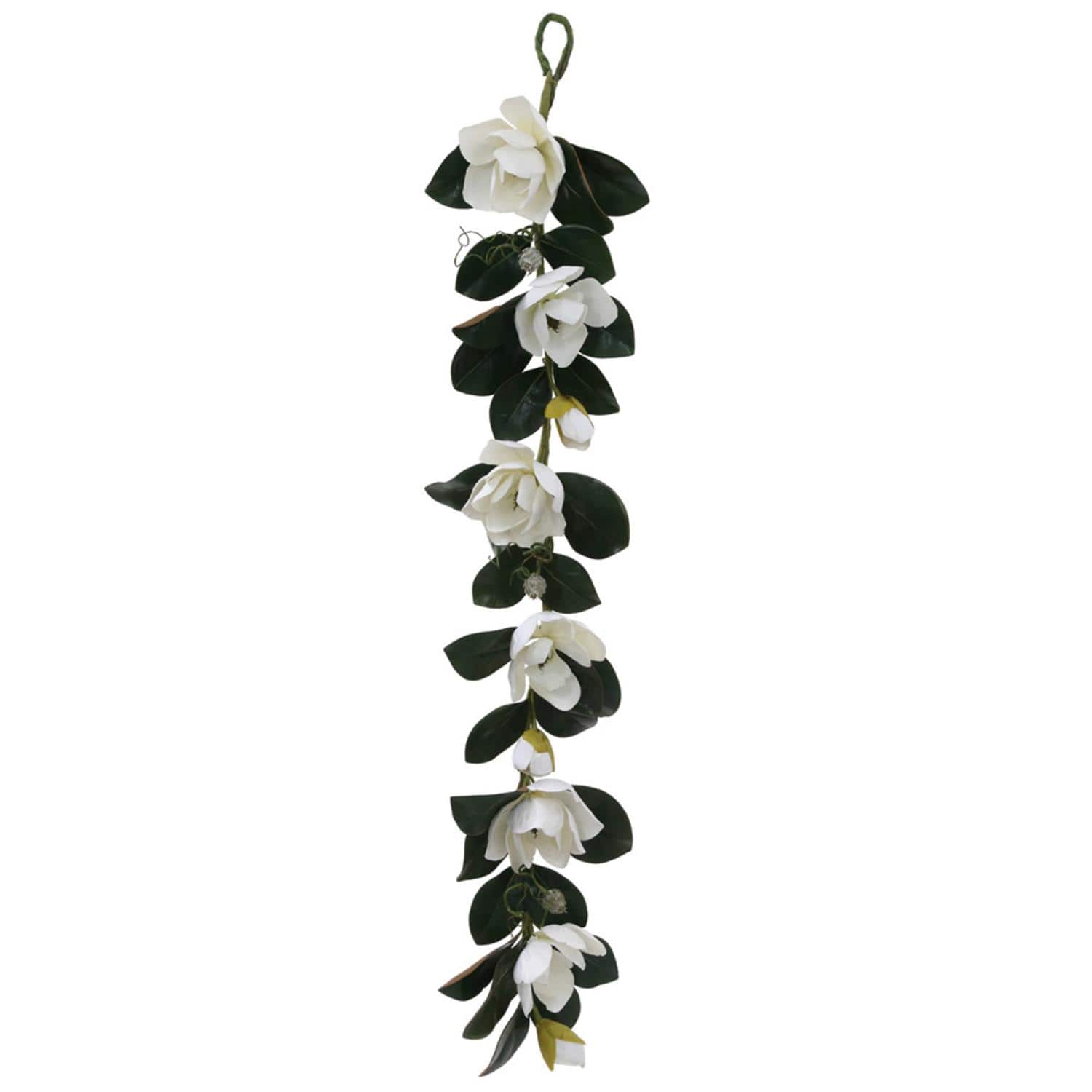 5ft. White Magnolia Flower & Leaves Silk Garland
