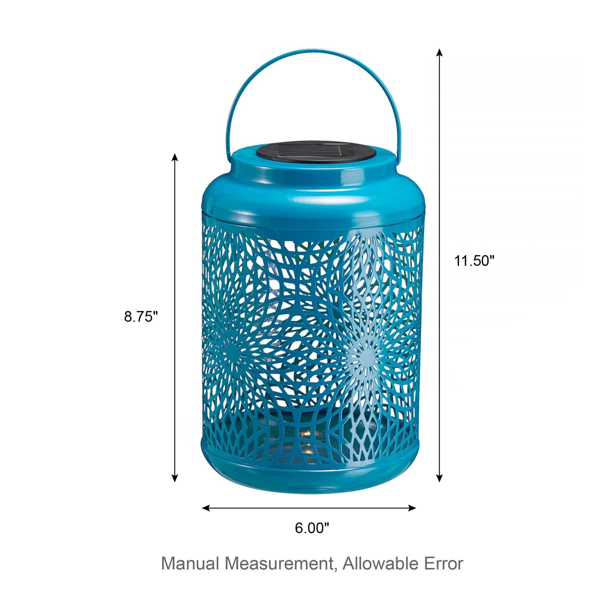 Glitzhome® 9" Cutout Metal Solar Powered Outdoor Hanging Lantern