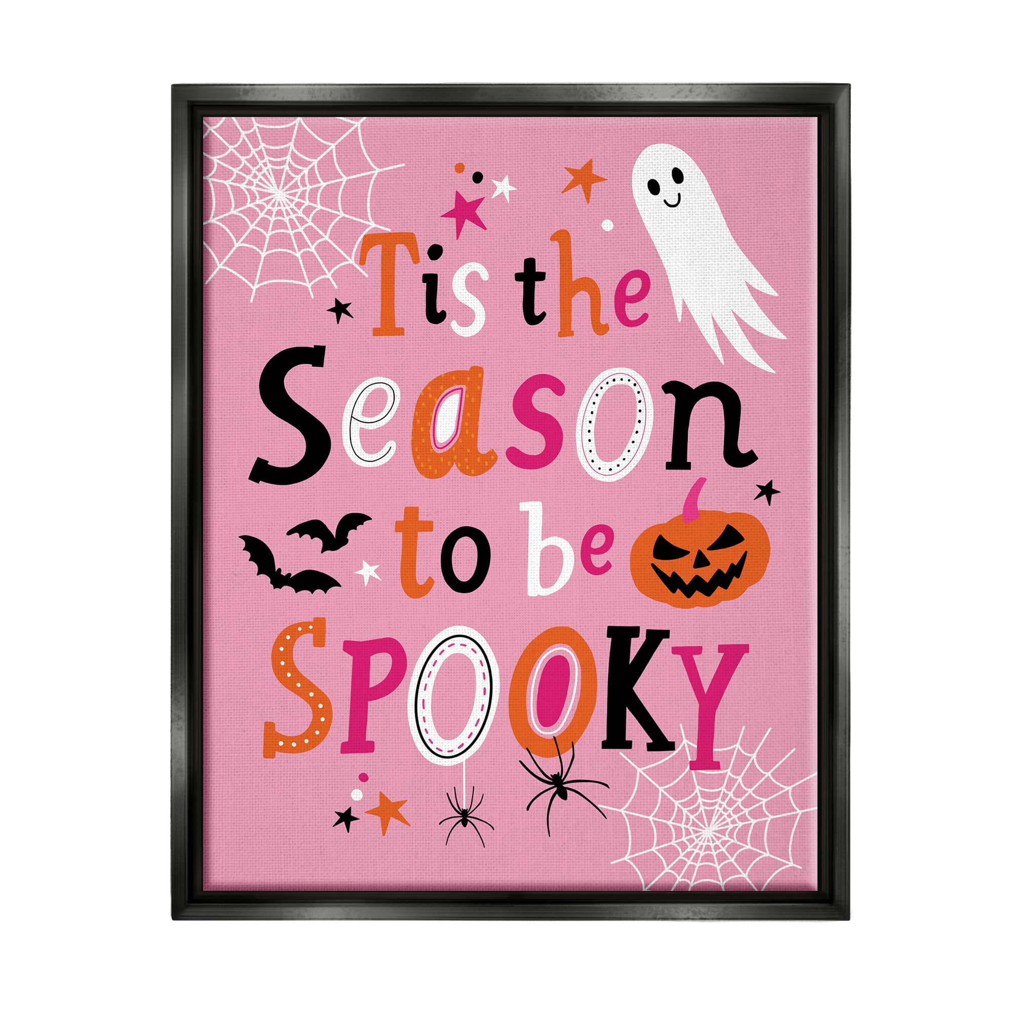 Stupell Industries Tis The Season To Be Spooky Ghost Phrase Framed Floater Canvas Wall Art