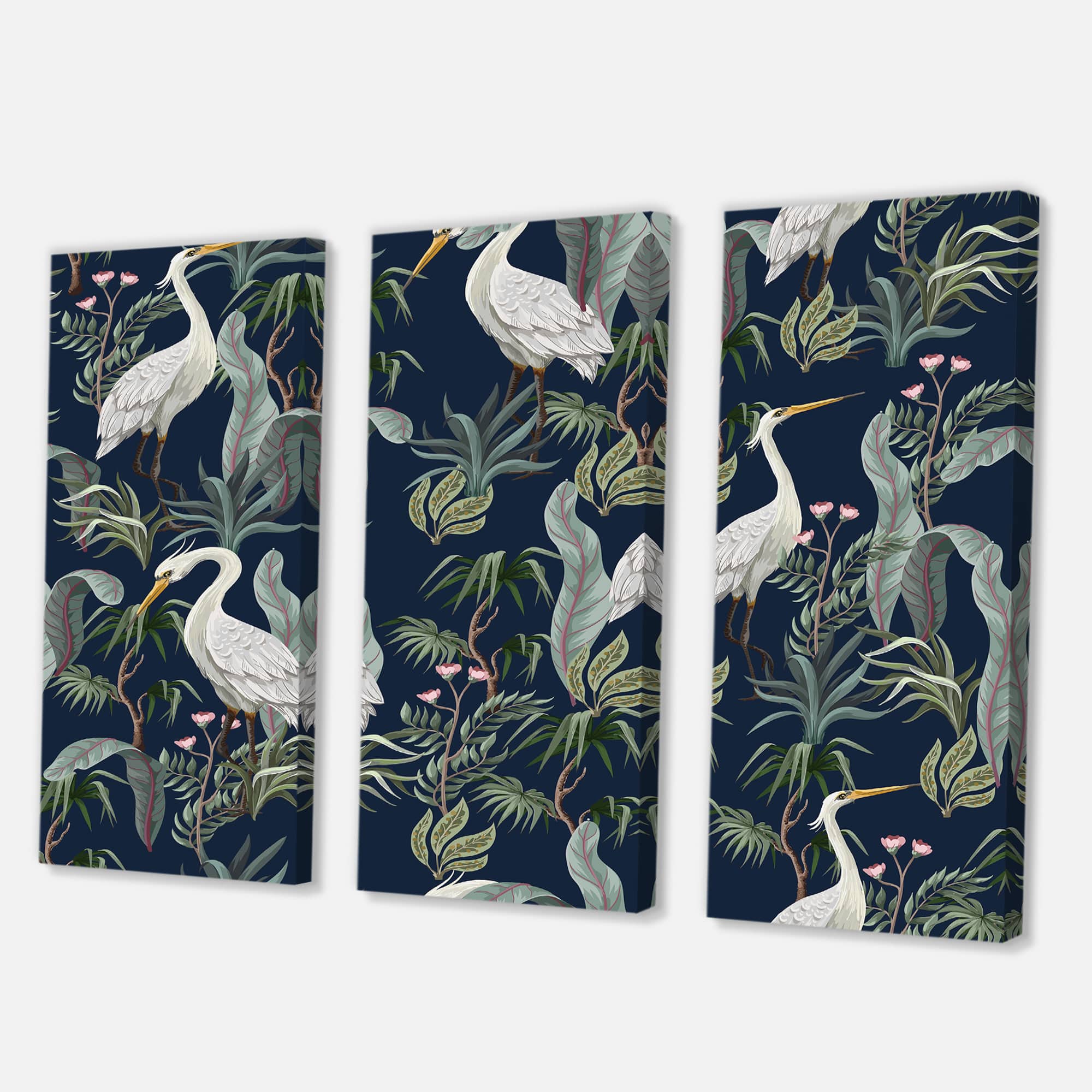 Designart - Chinoiserie With Birds and Peonies VII - Traditional Canvas Wall Art Print