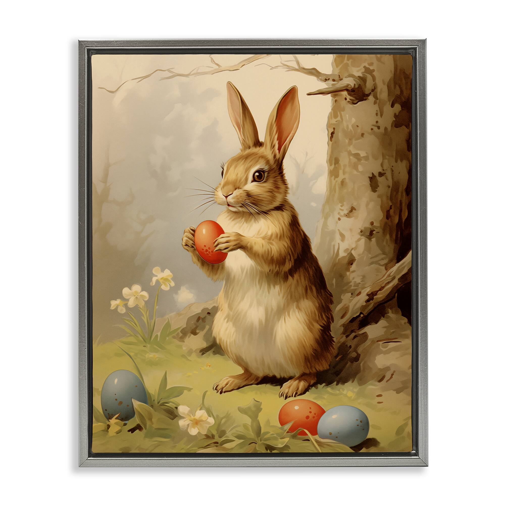 Stupell Industries Easter Bunny in Nature Floating Frame Wall Art
