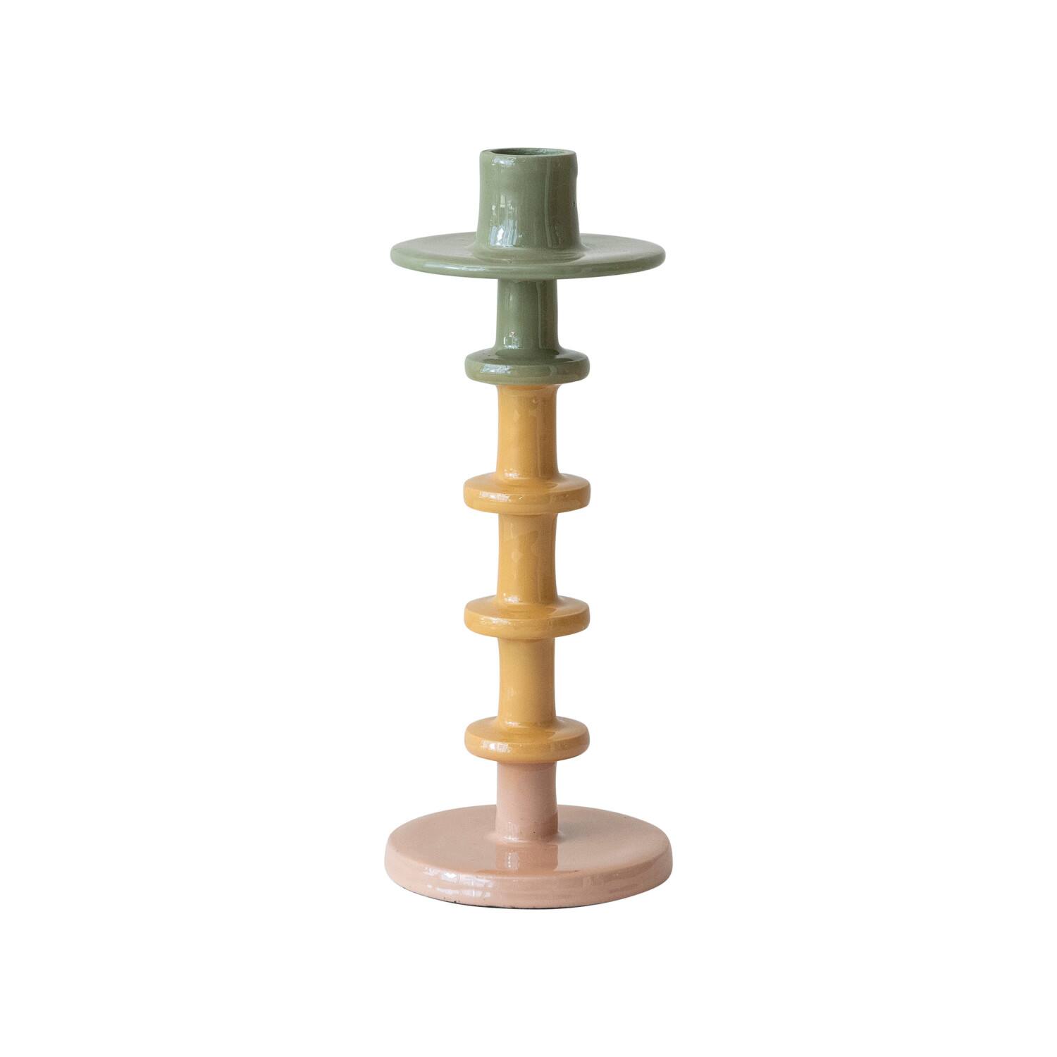 Hello Honey® 9" Enameled Decorative Metal Taper Candle Holder