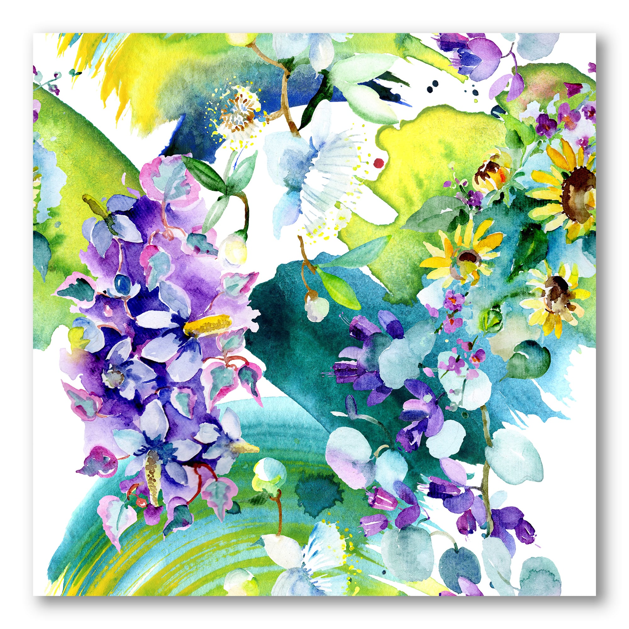 Designart - Bouquet of Wildflowers and Sunflowers - Farmhouse Canvas Wall Art Print