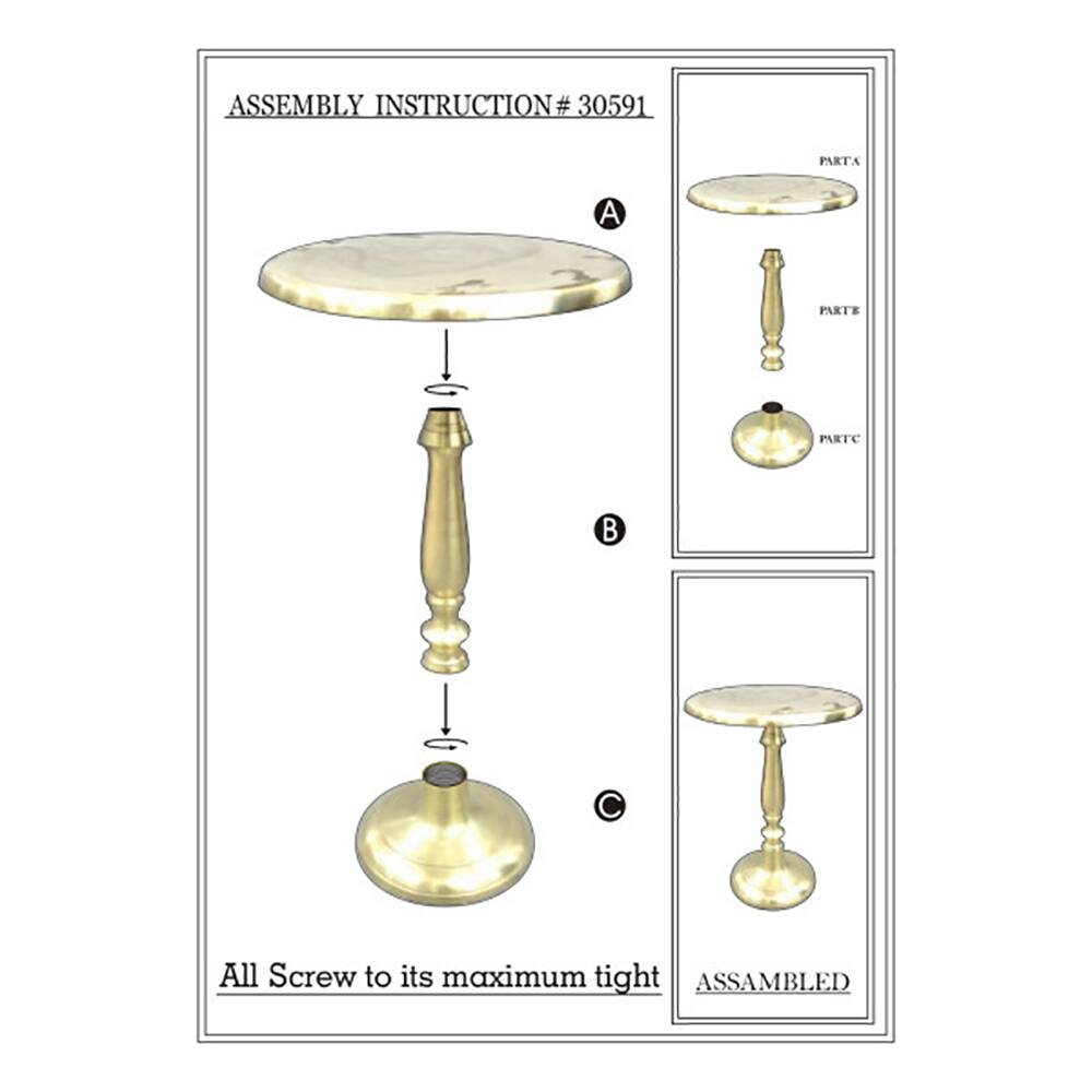 Silver Aluminum Traditional Accent Table