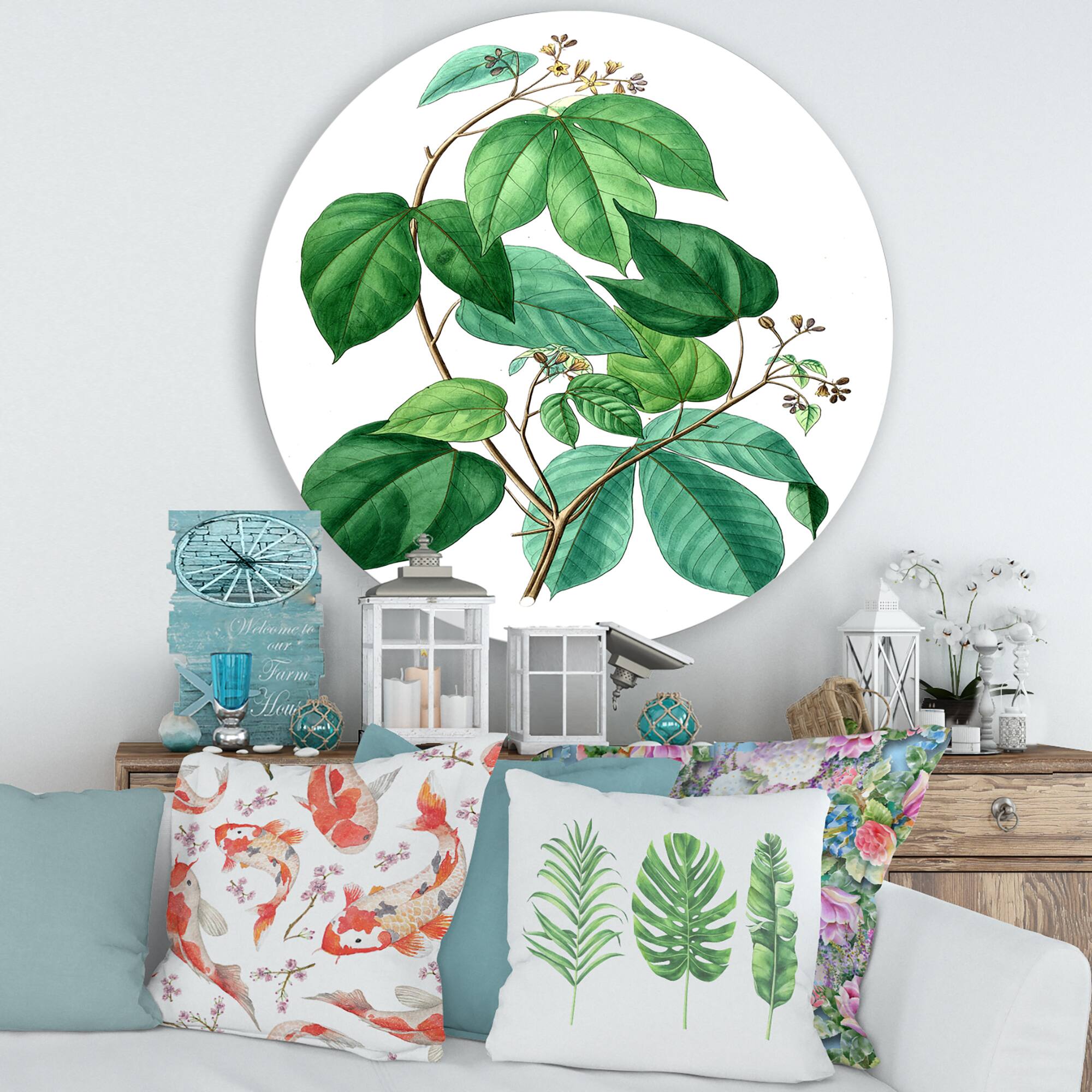 Designart - Vintage Green Leaves Plants III