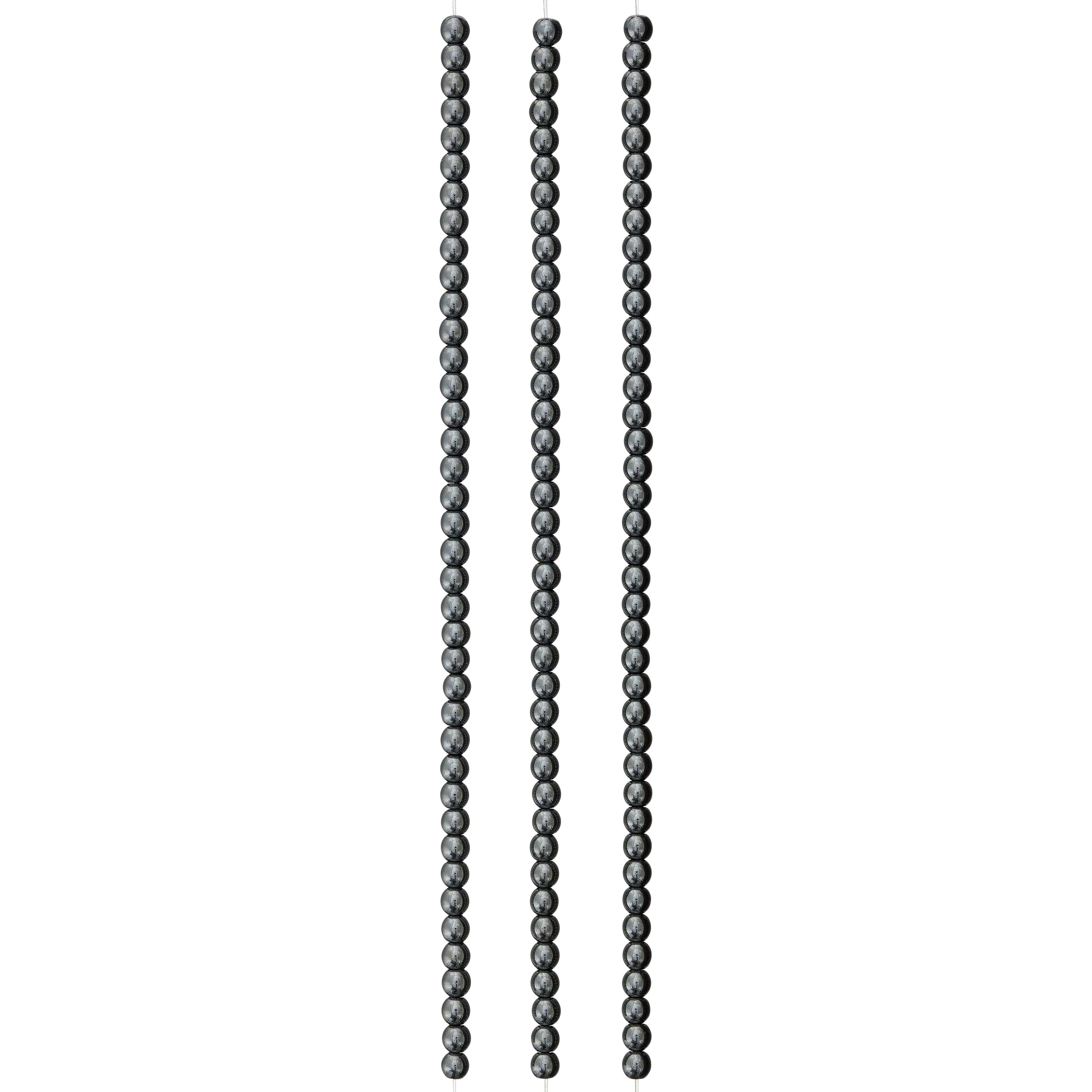 12 Pack:  Gray Hematite Round Beads, 4mm by Bead Landing™