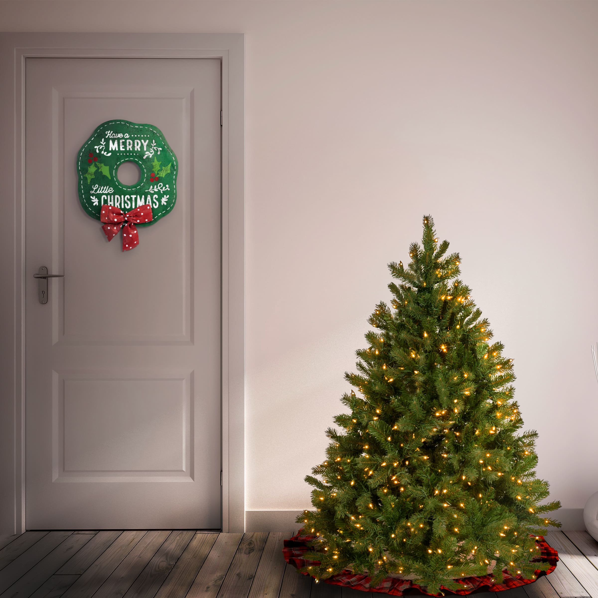 4.5ft. Pre-Lit Downswept Douglas® Fir Artificial Christmas Tree, Dual Color® LED Lights
