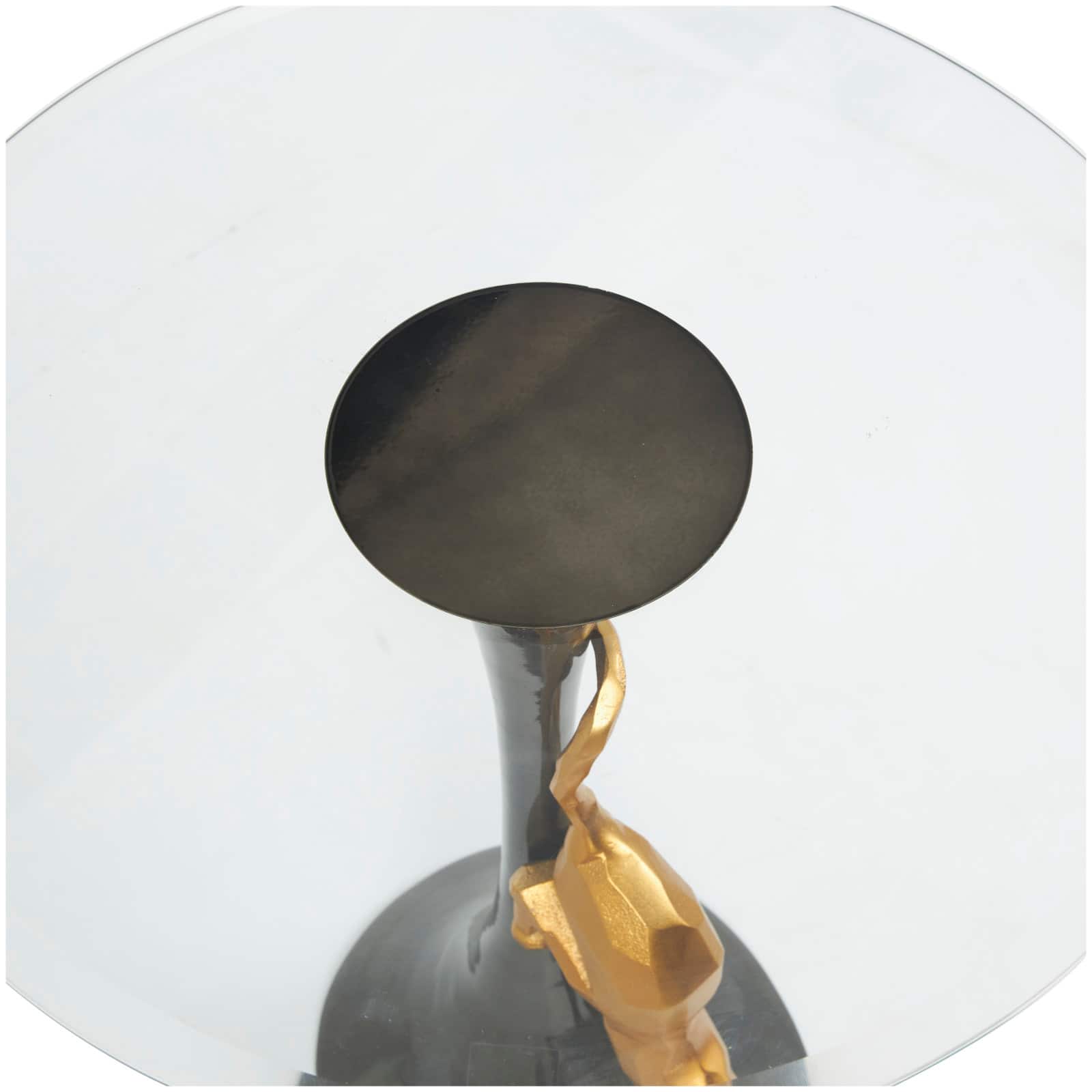 24" Black & Gold Leopard Accent Table