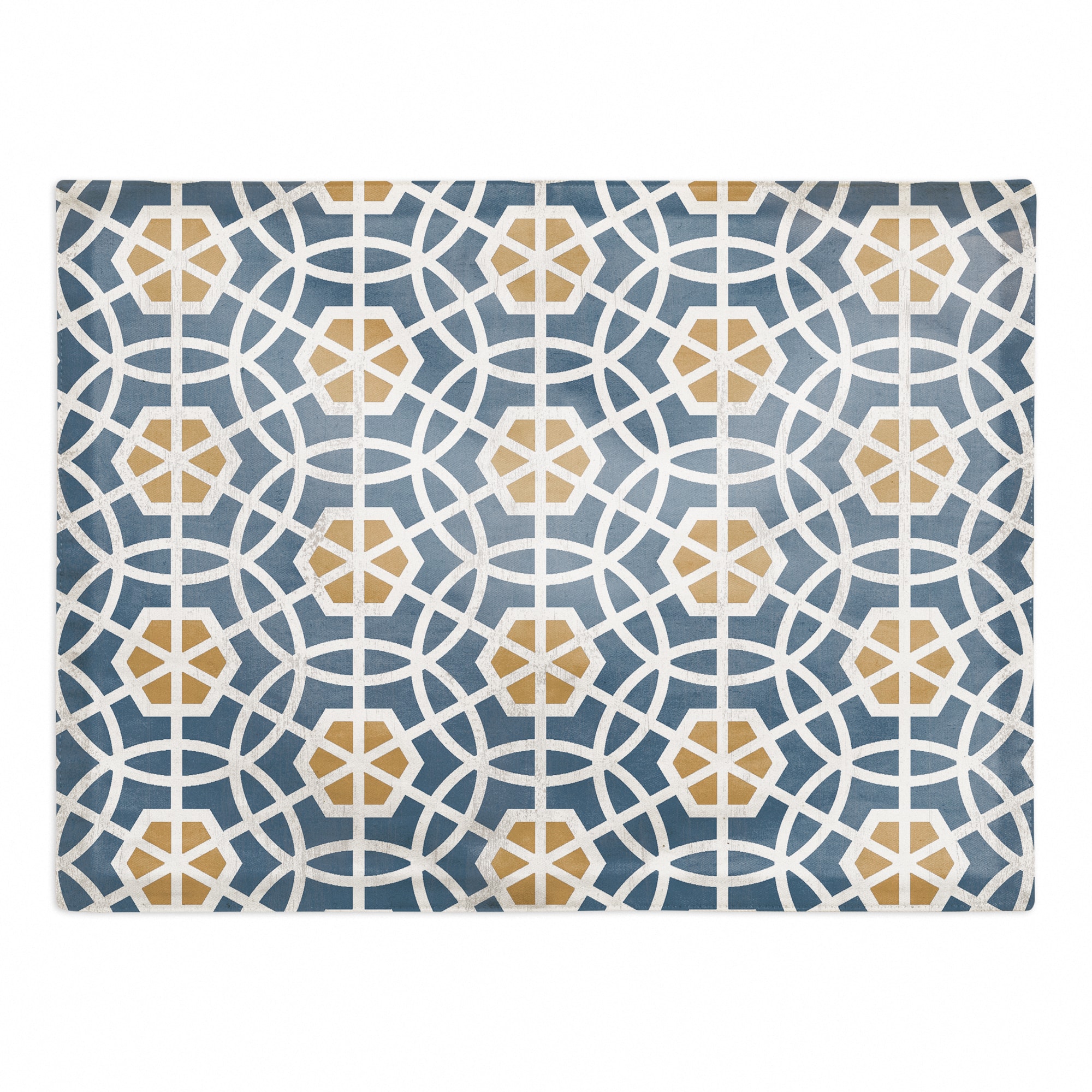 Blue and Yellow Circle Hex 18" x 14" Cotton Twill Placemat