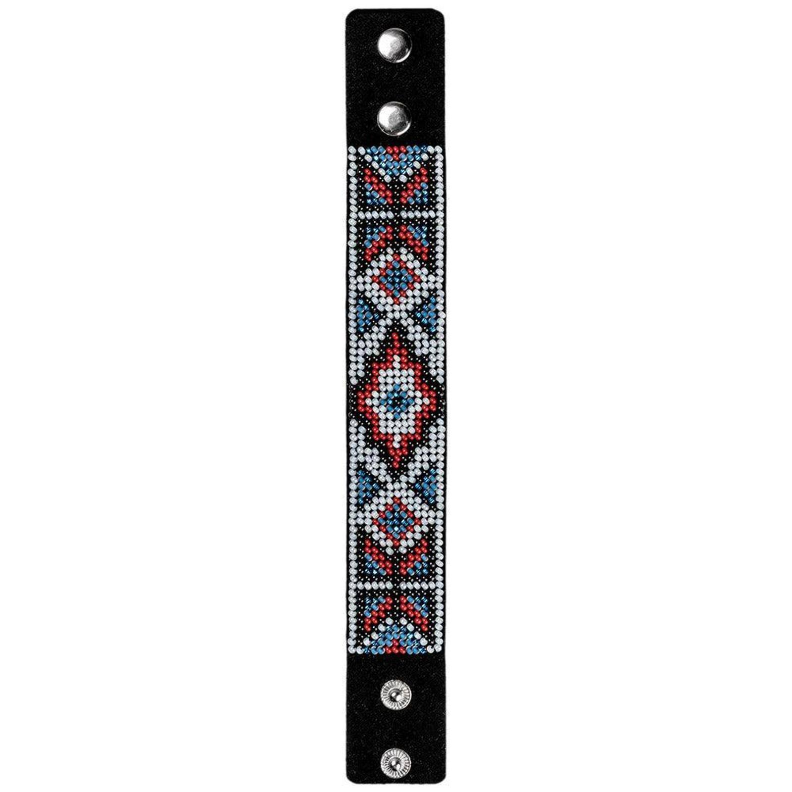 Wonderland Crafts Red & White Bead Artificial Leather Embroidery Bracelet Kit