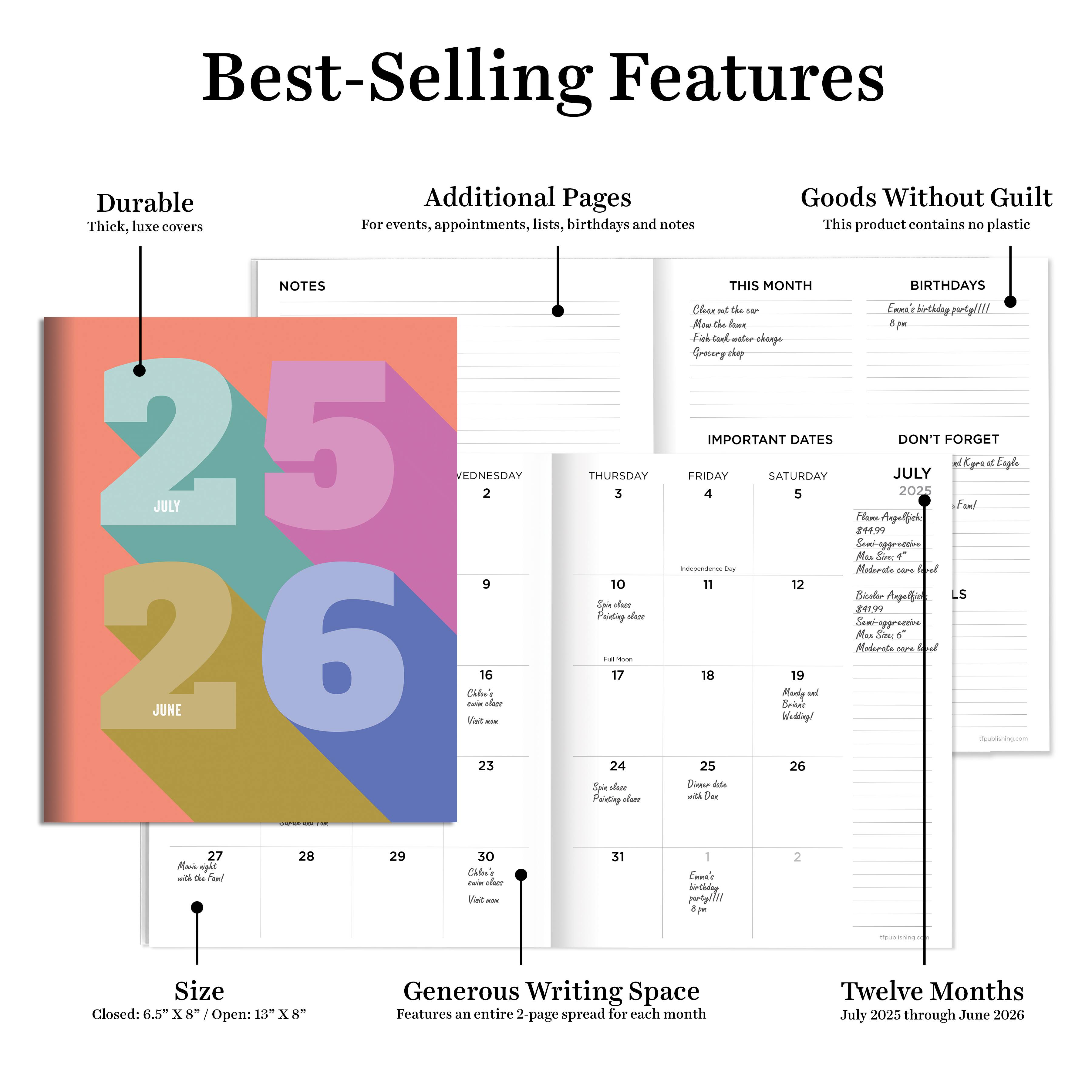 TF Publishing 2025-2026 Big Bold Medium Monthly Planner