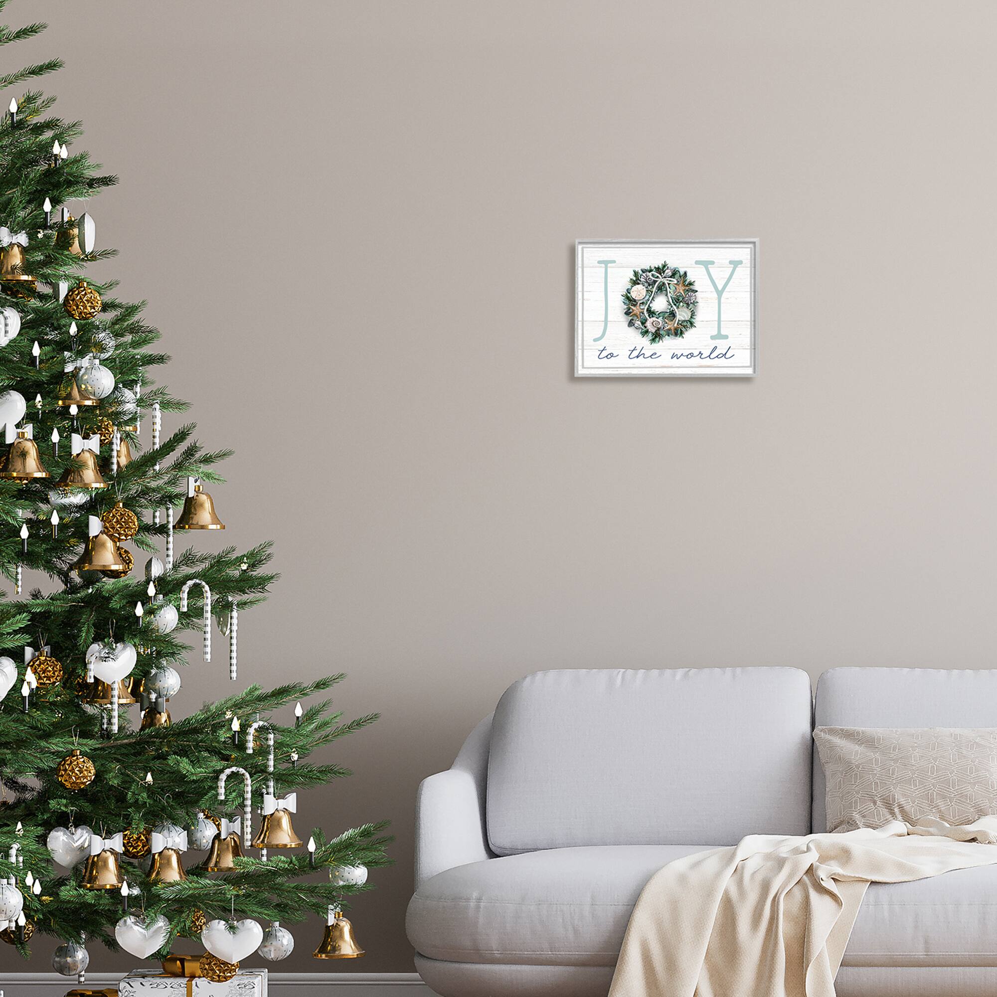 Stupell Industries Joy To The World Nautical Wreath Framed Giclee Art