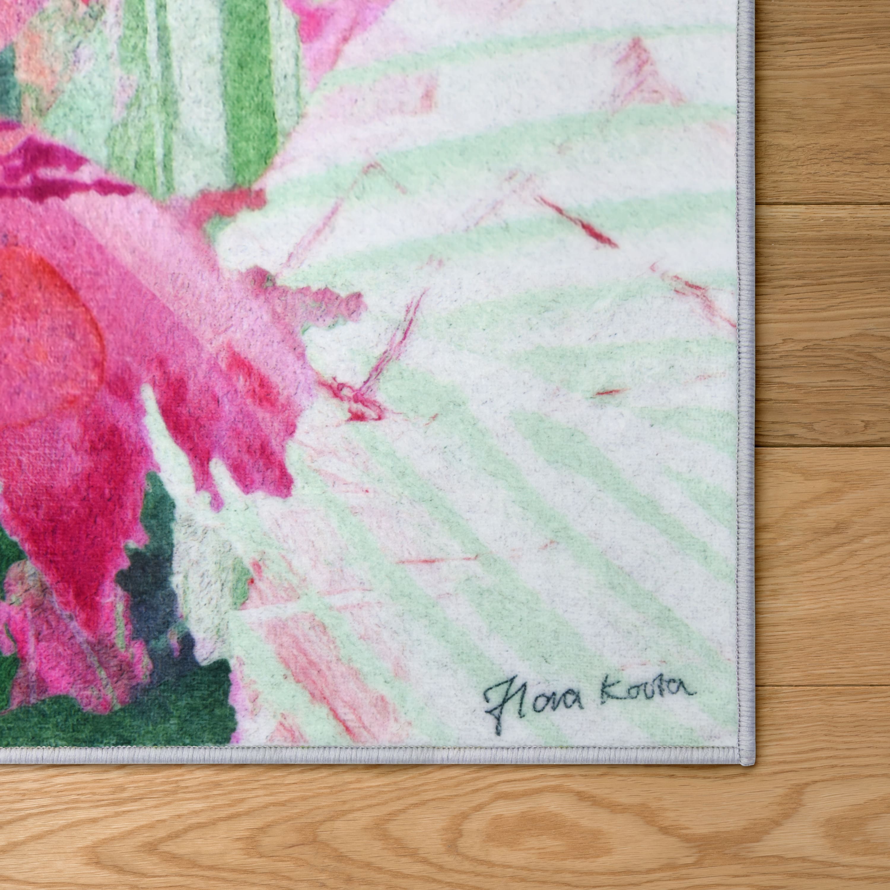 Empire Art Direct 5ft. x 7.5ft. Pink & Green Floral I Flowers Area Rug