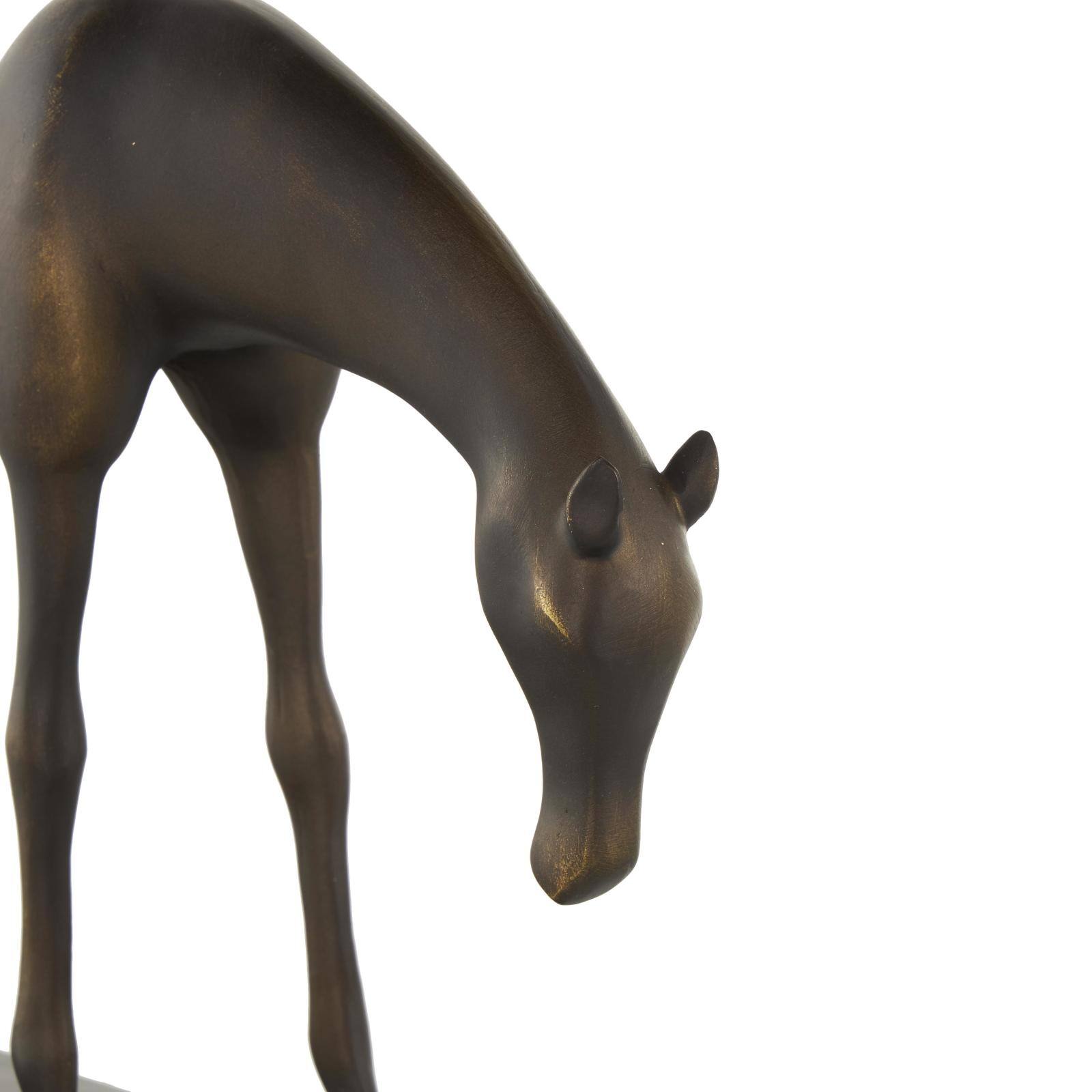11.5" Bronze & Brushed Gold Polystone Horse Sculpture with Black Oval Base
