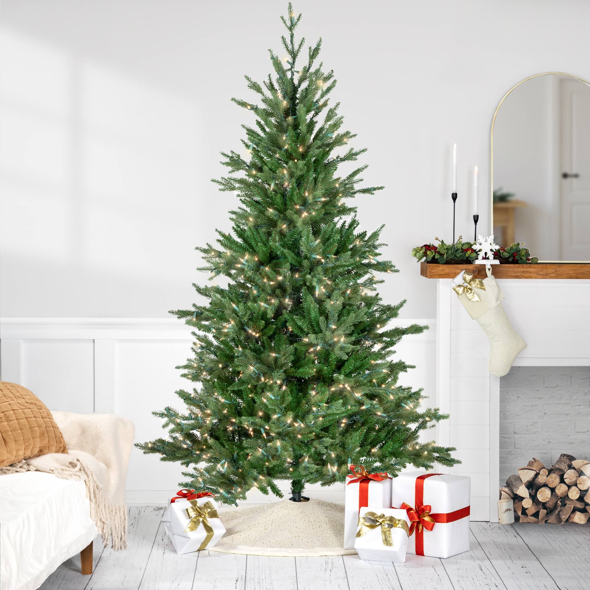 Northlight 9ft. Pre-Lit Real Touch Medium Grande Spruce Artificial Christmas Tree, Clear Incandescent Lights