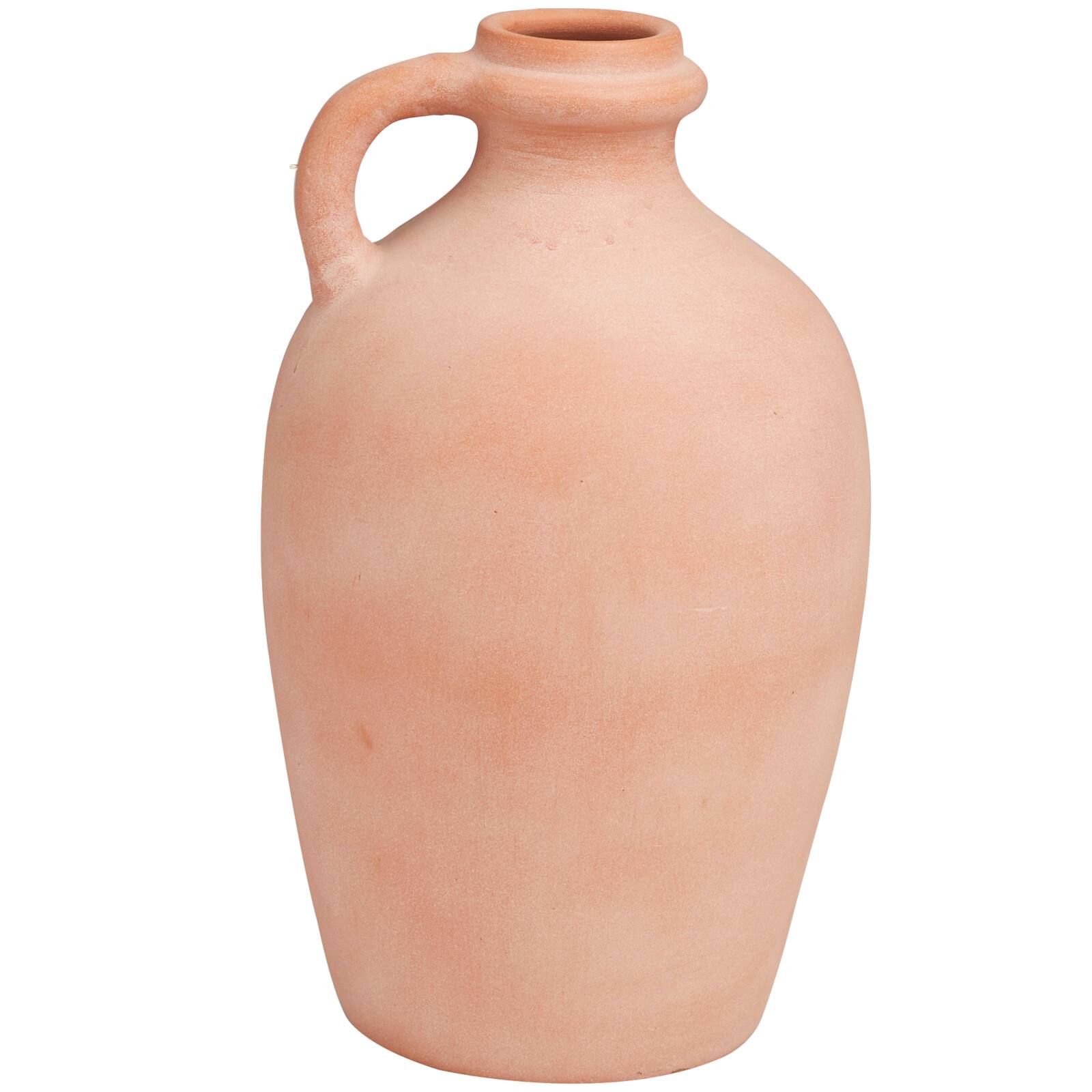 15" Orange Terracotta Jug Vase with Handle