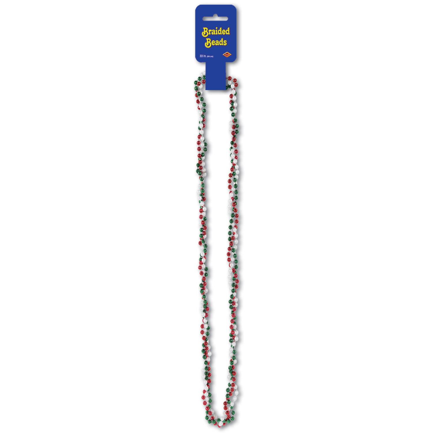 Beistle 33" Red, White & Green Braided Beads, 4ct.