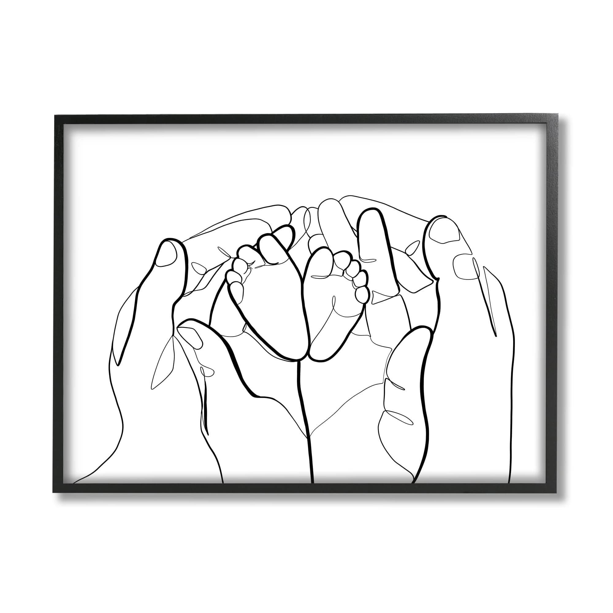 Stupell Industries Family Hands Holding Baby Feet Minimal Modern Linework in Frame Wall Art