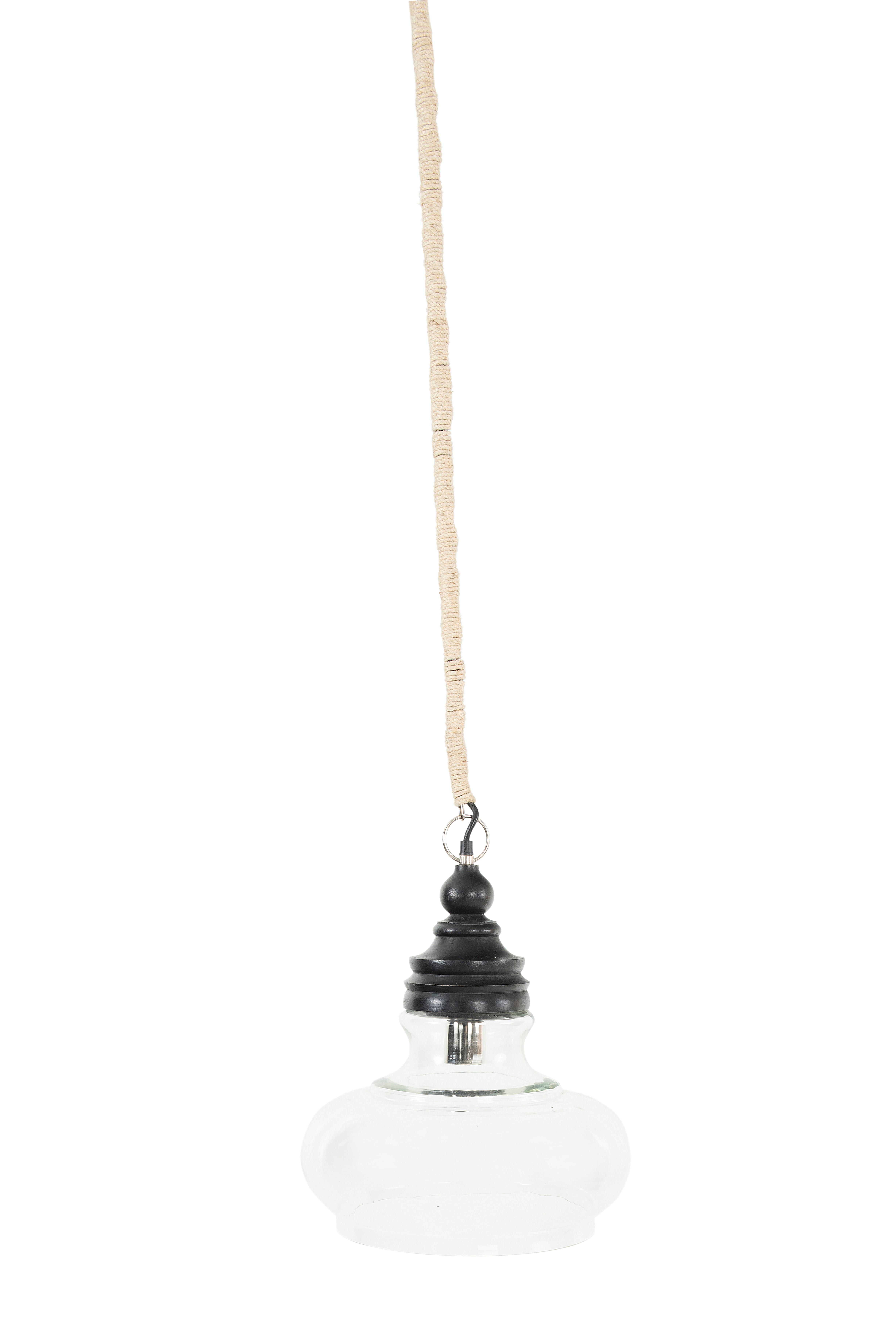 Hello Honey® 15" Glass & Mango Wood Pendant Light