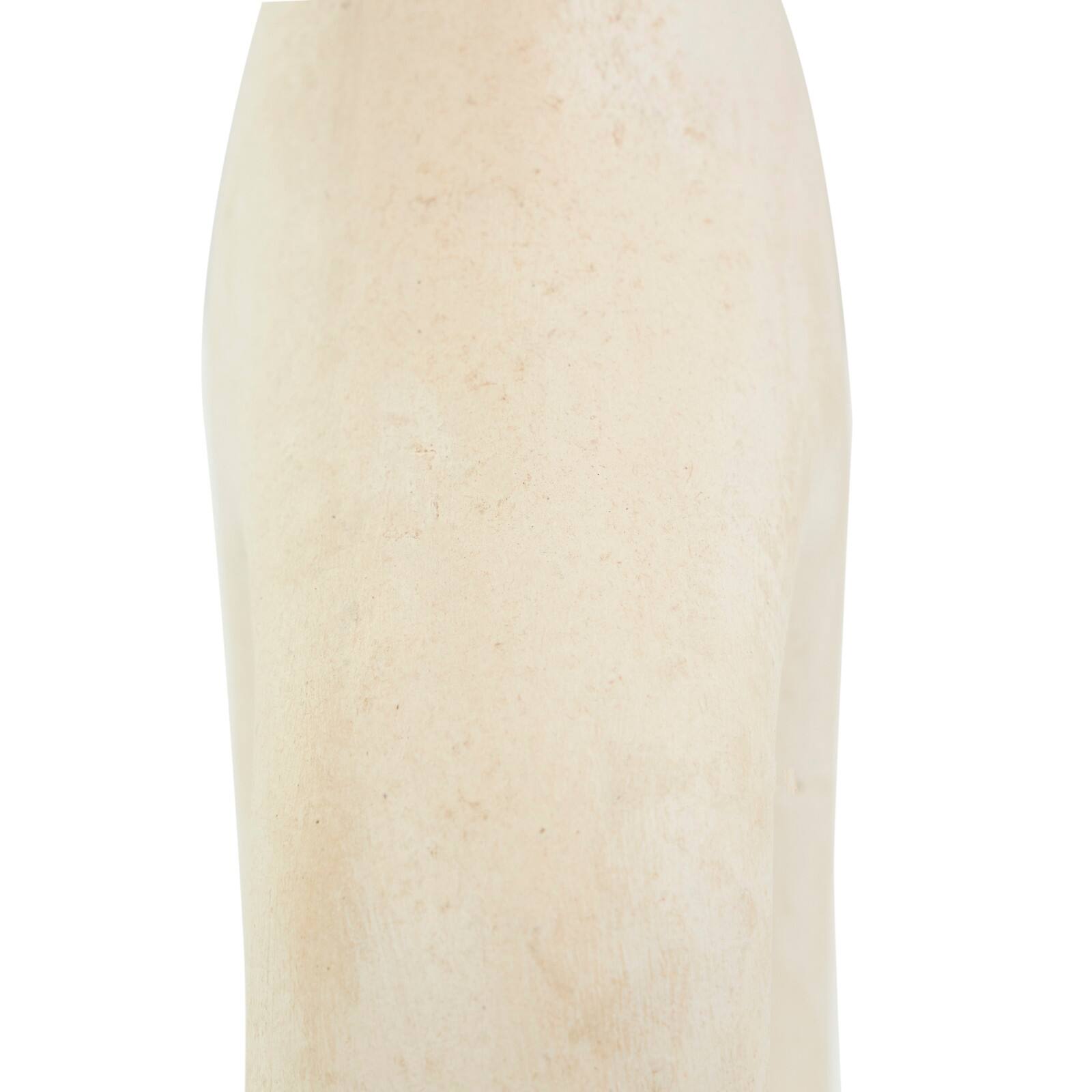 17" Beige Paper Mache Abstract Double Handle Vase