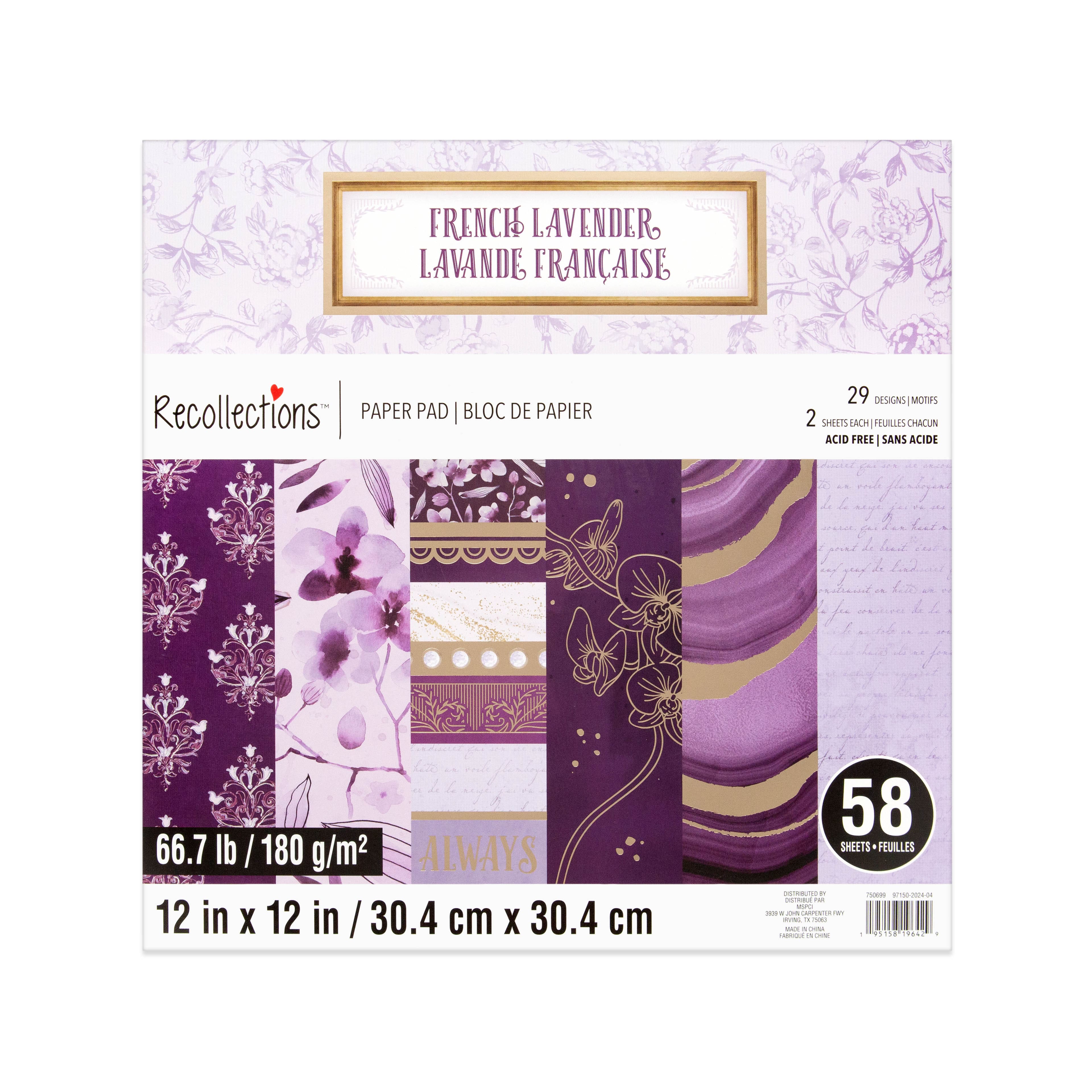 6 Pack: 12" x 12" French Lavender Paper Pad by Recollections™