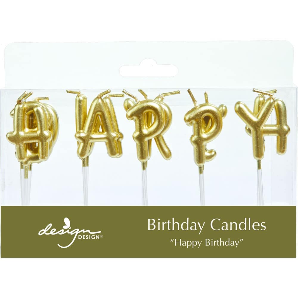 Design Design Gold Letters Specialty Birthday Candles Set