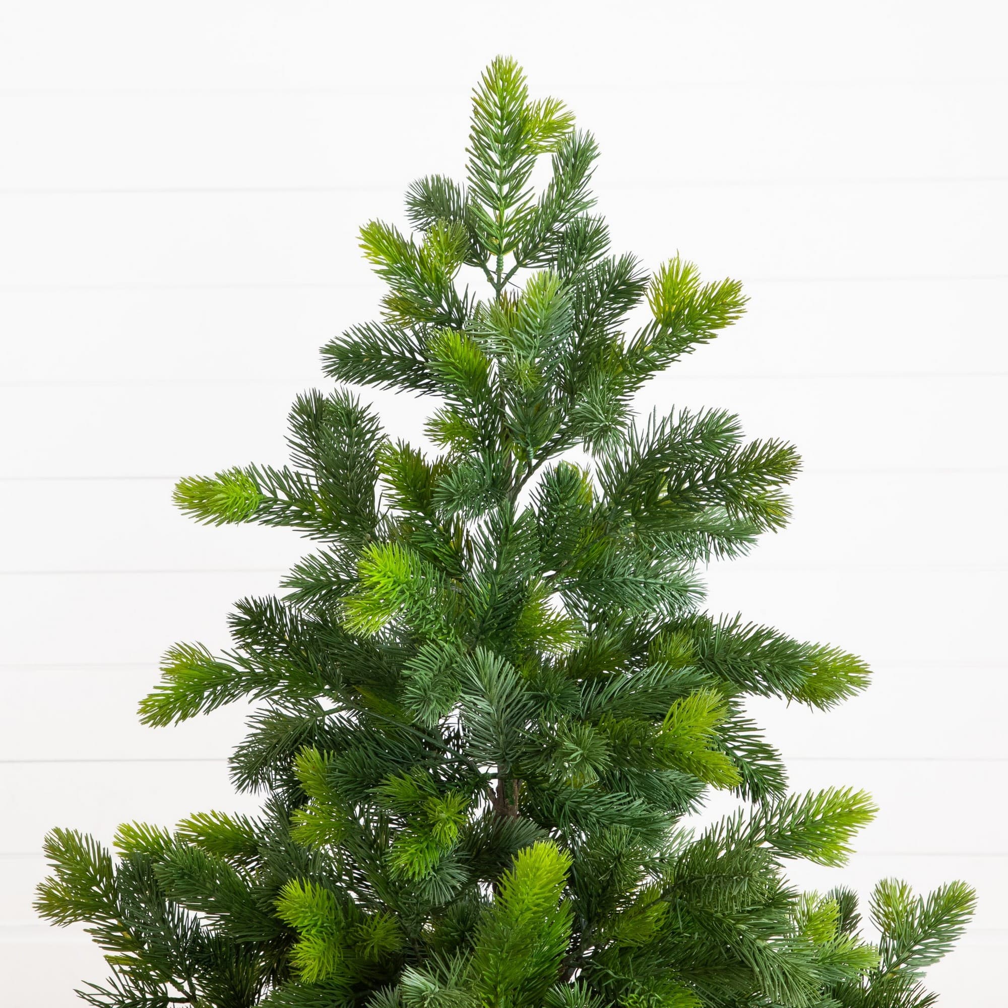 Nearly Natural 4ft. Artificial Real Touch Christmas Spruce Pine in White Decorative Planter