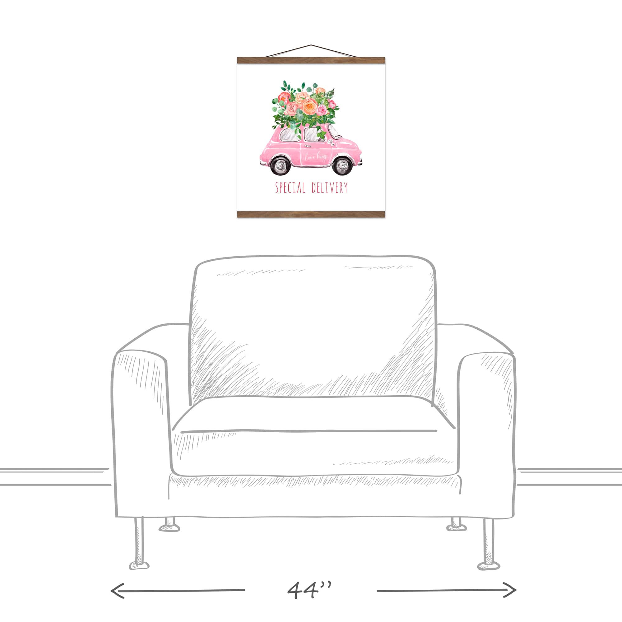 Special Delivery Love Bug Teak Hanging Canvas Wall Art