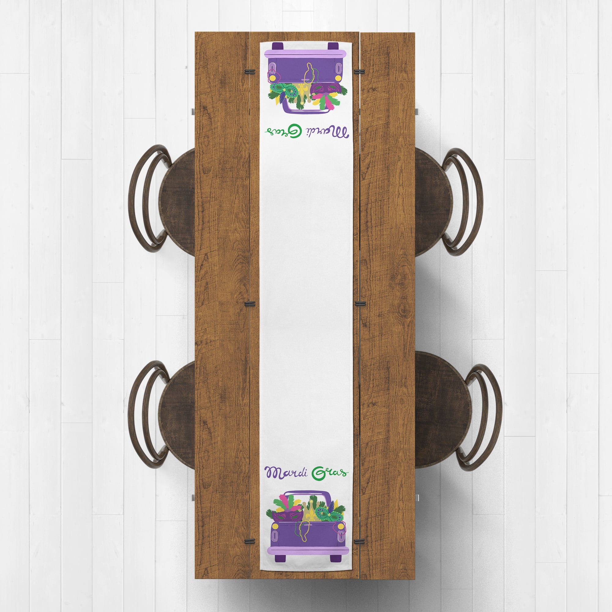 90" Mask Truck Load Mardi Gras Table Runner