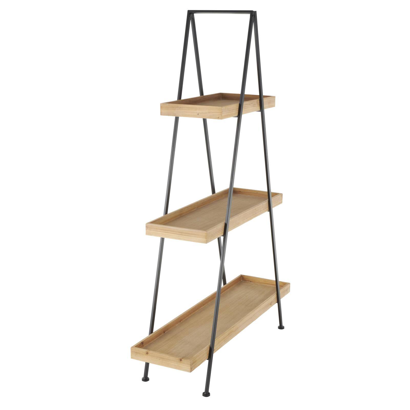42" x 60" Black Metal 3 Shelf Storage Shelving Unit with Triangle Frame