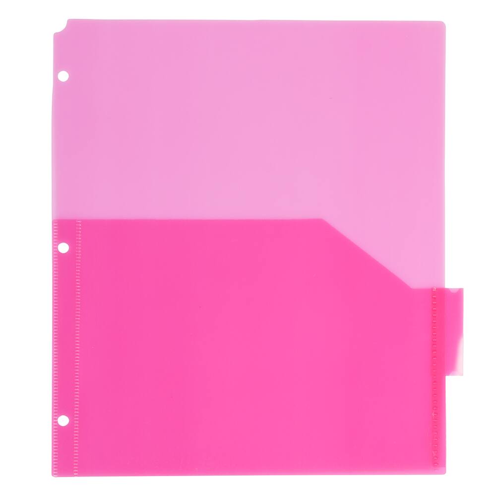 JAM Paper 9.75" x 11.5" 5-Tab Plastic Index Tab Dividers with Double Pockets