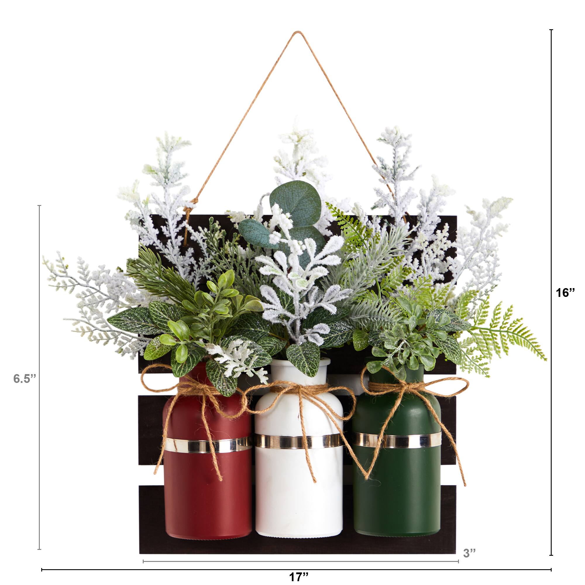 17" Christmas Pine 3-Piece Jar Hanging Artificial Arrangement