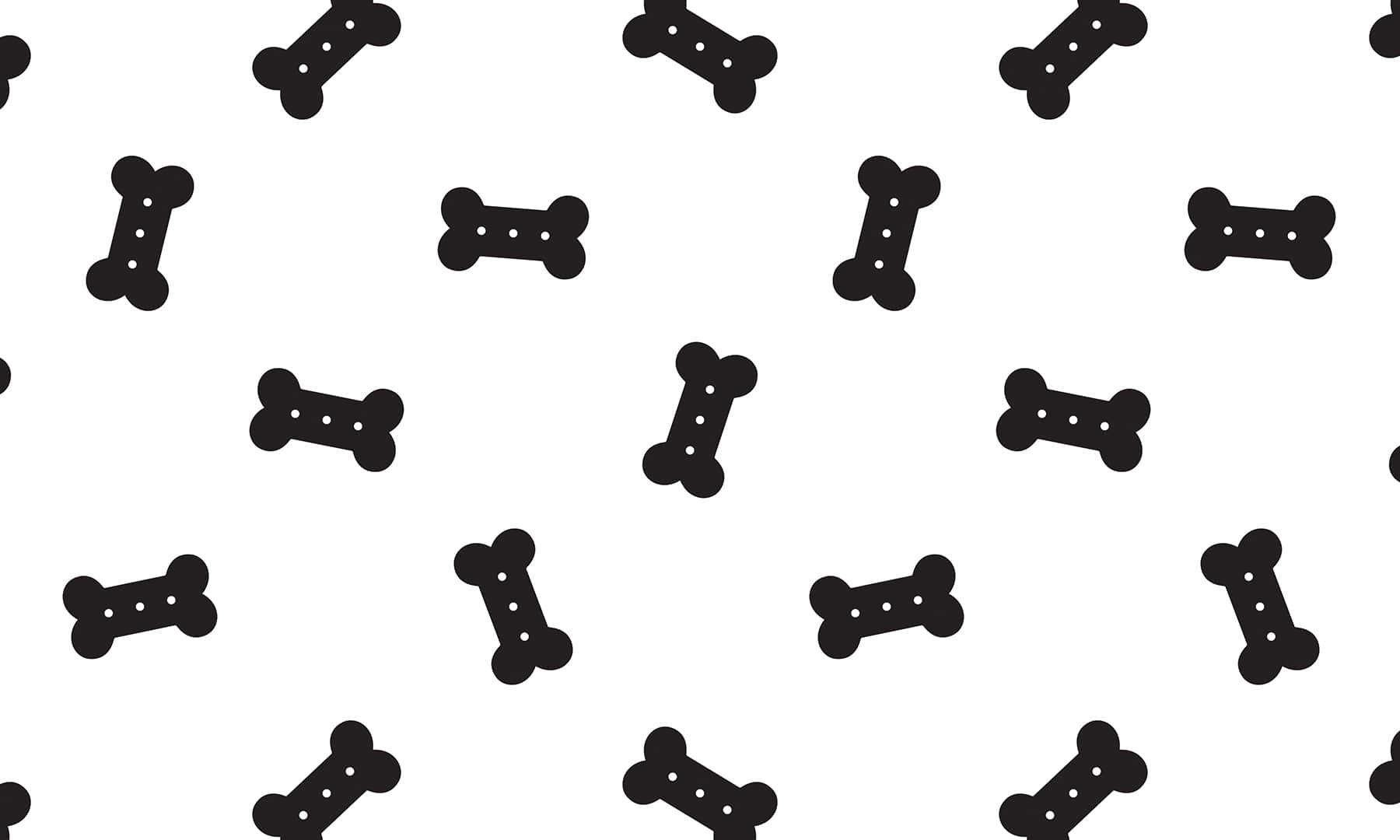 FloorPops Bones Black & White Washable Felt Floor Mat, 18" x 30"