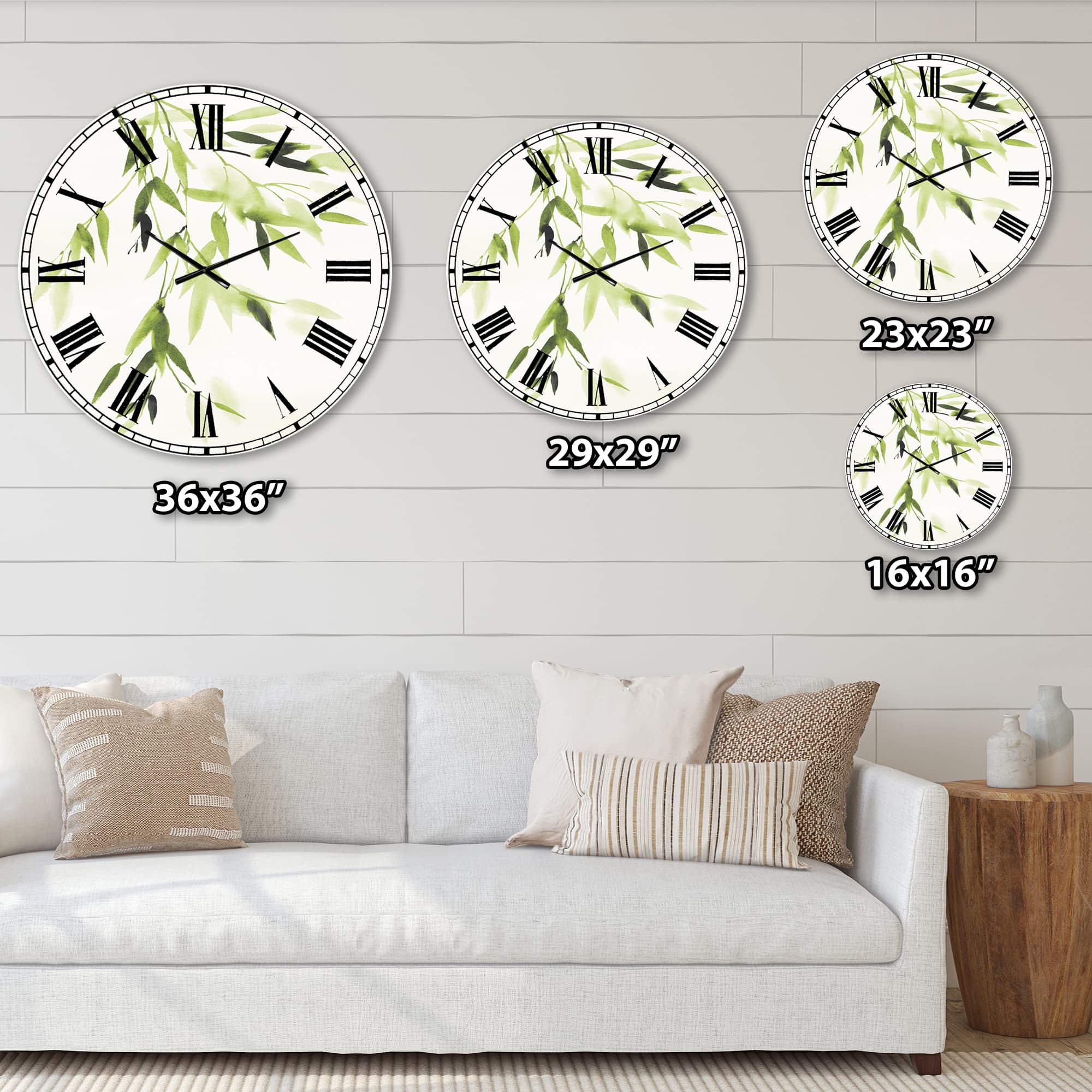Designart 'Simplist Bamboo Leaves I Lake House Wall Clock