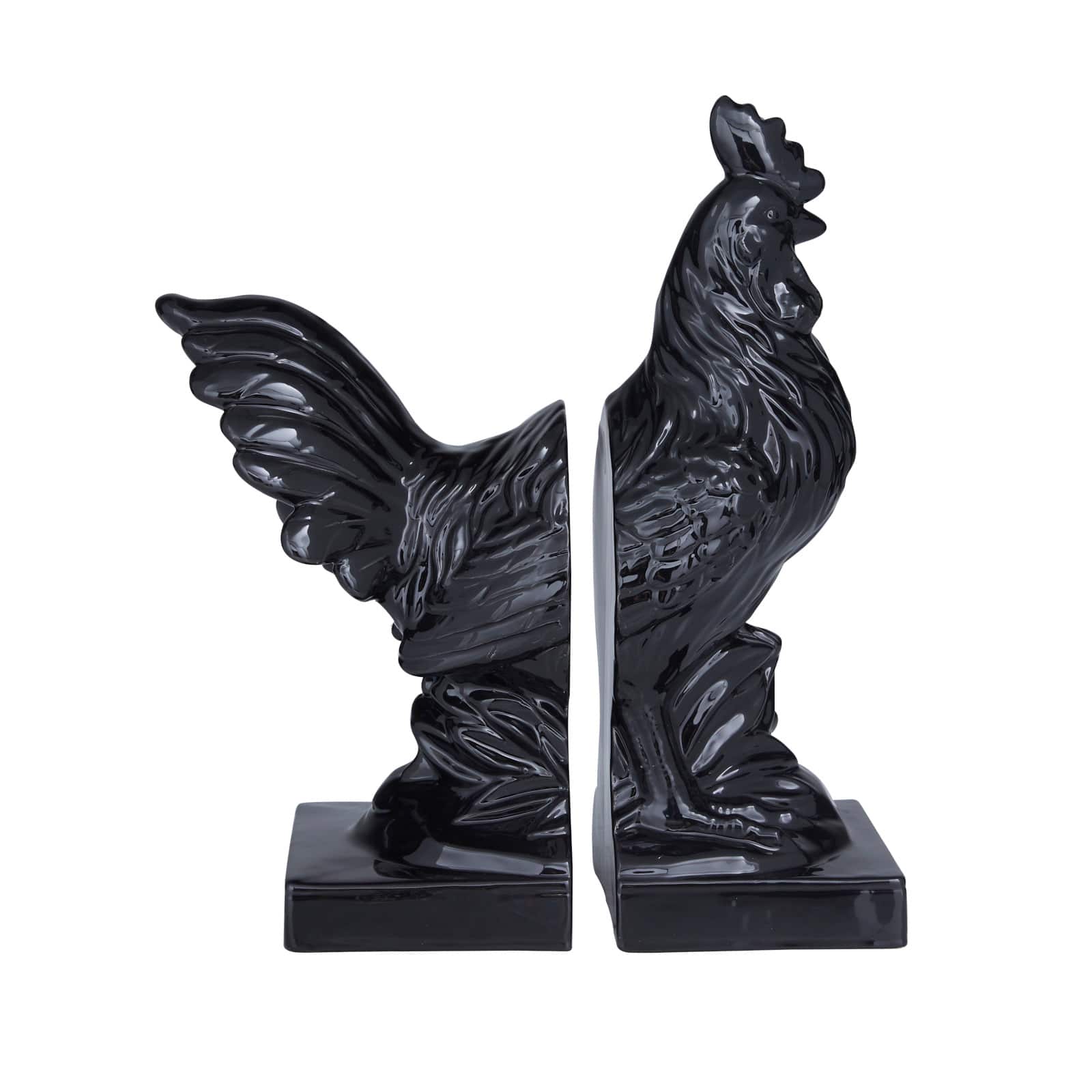 Modern Rooster Farmhouse Dolomite Bookend Set