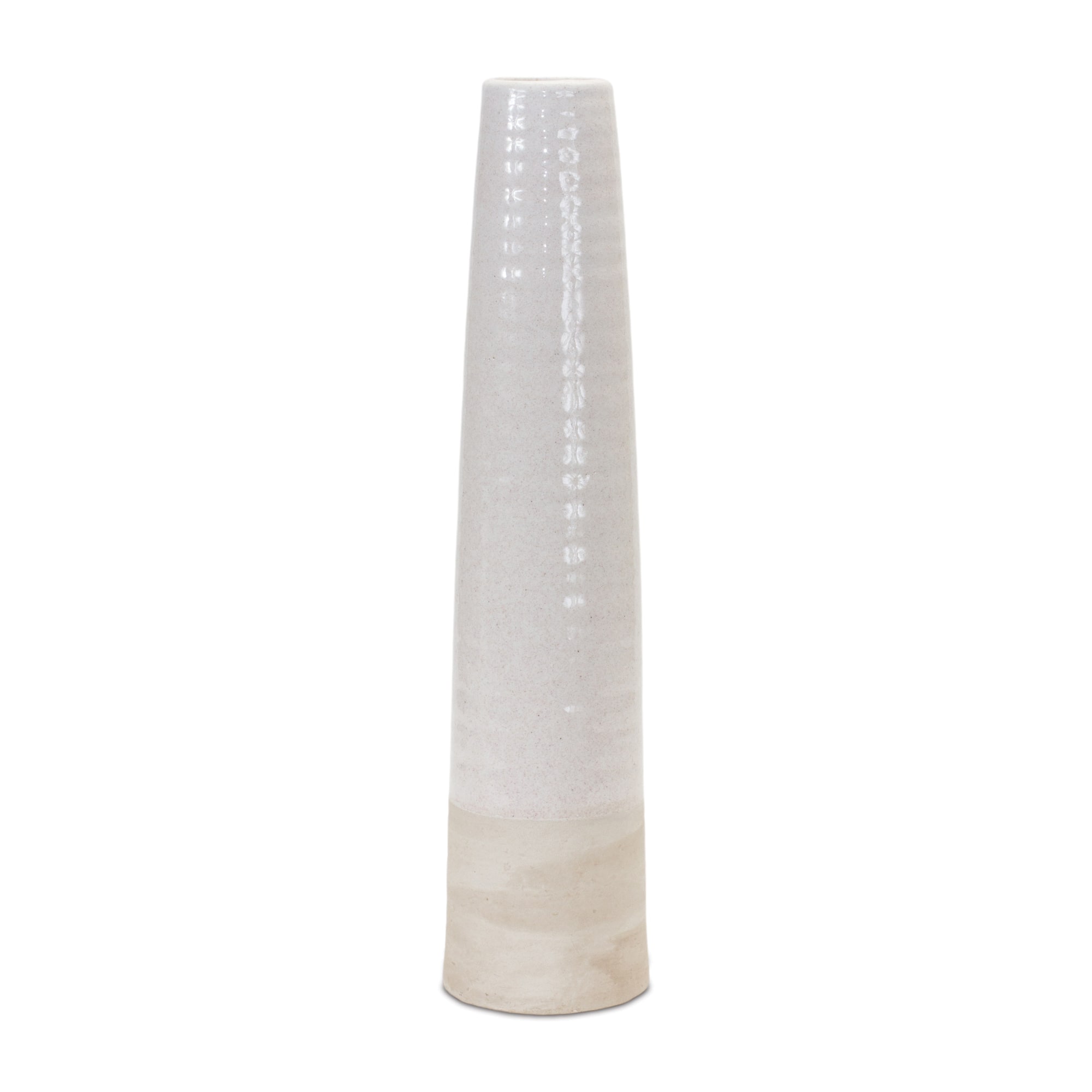 19.5" White Stoneware Floor Vase