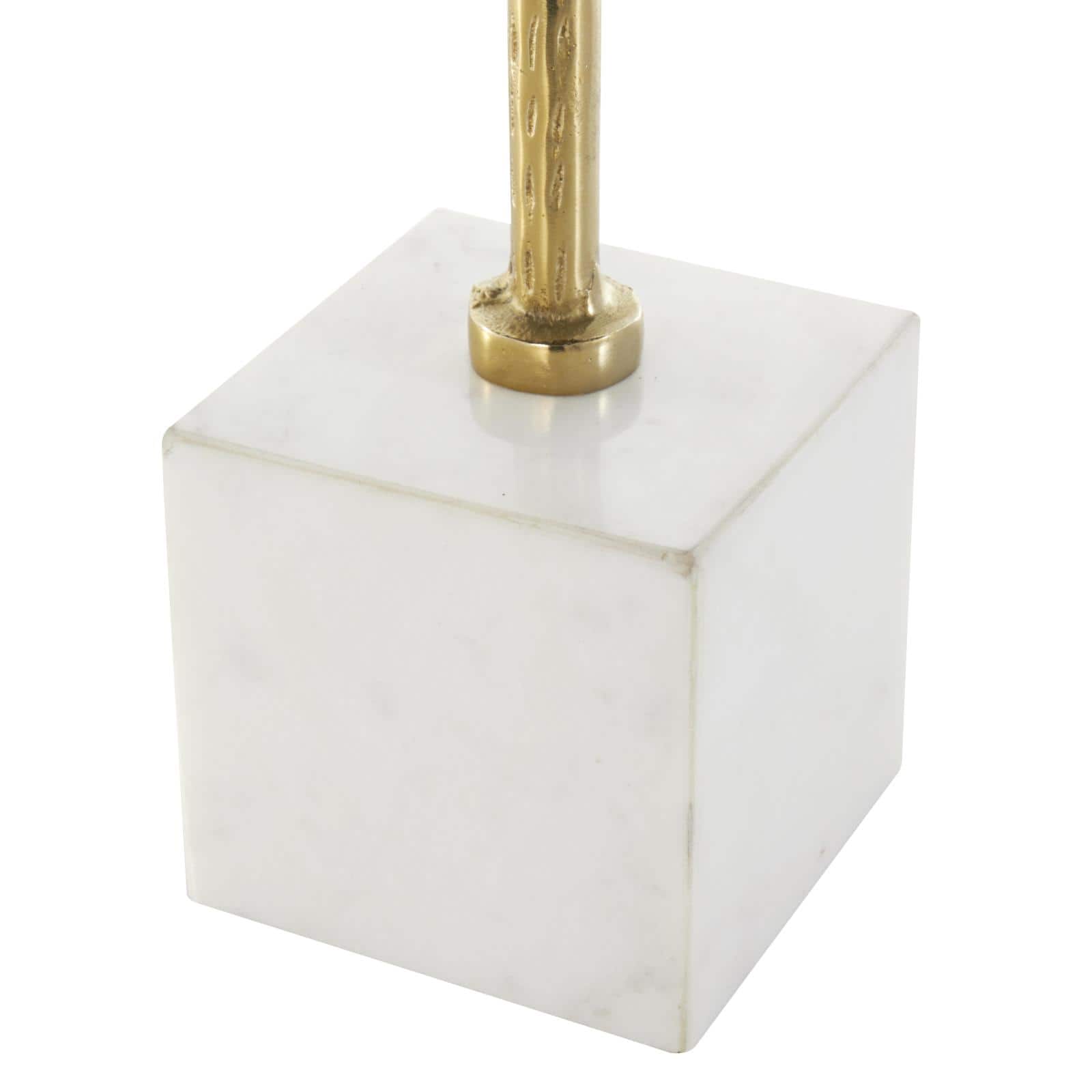 39.75" Gold Aluminum Leaf Textured Sculpture with White Marble Base
