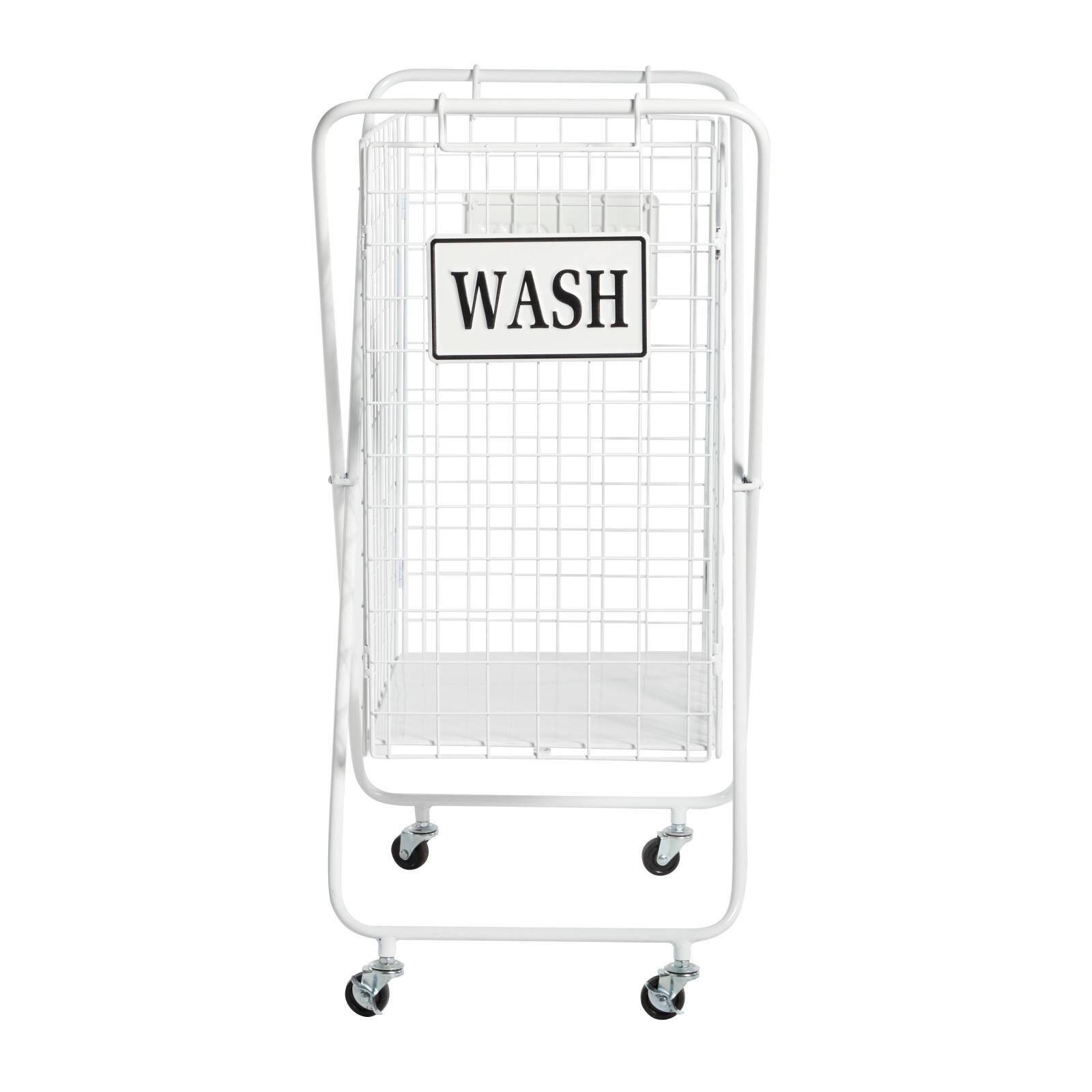 White Metal Farmhouse Storage Basket