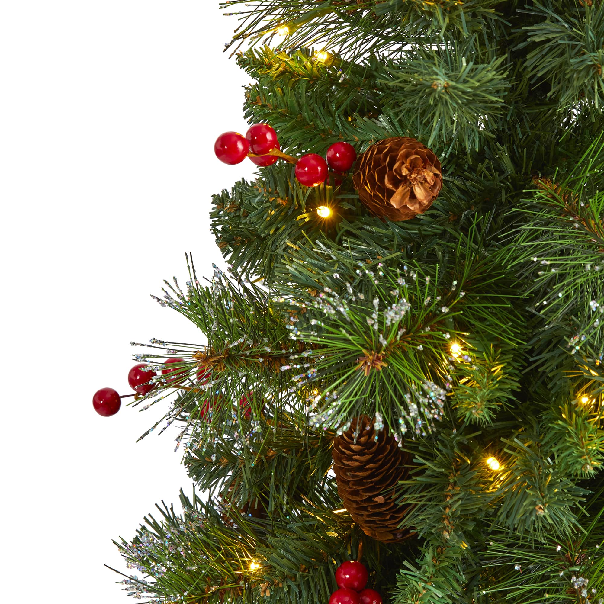 4ft. Pre-Lit Pine, Pinecone & Berries Artificial Christmas Tree, Clear LED Lights