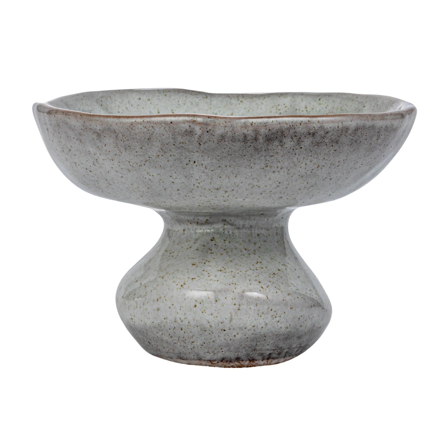 Hello Honey® 5" White Speckled Stoneware Organic Shaped Footed Dish