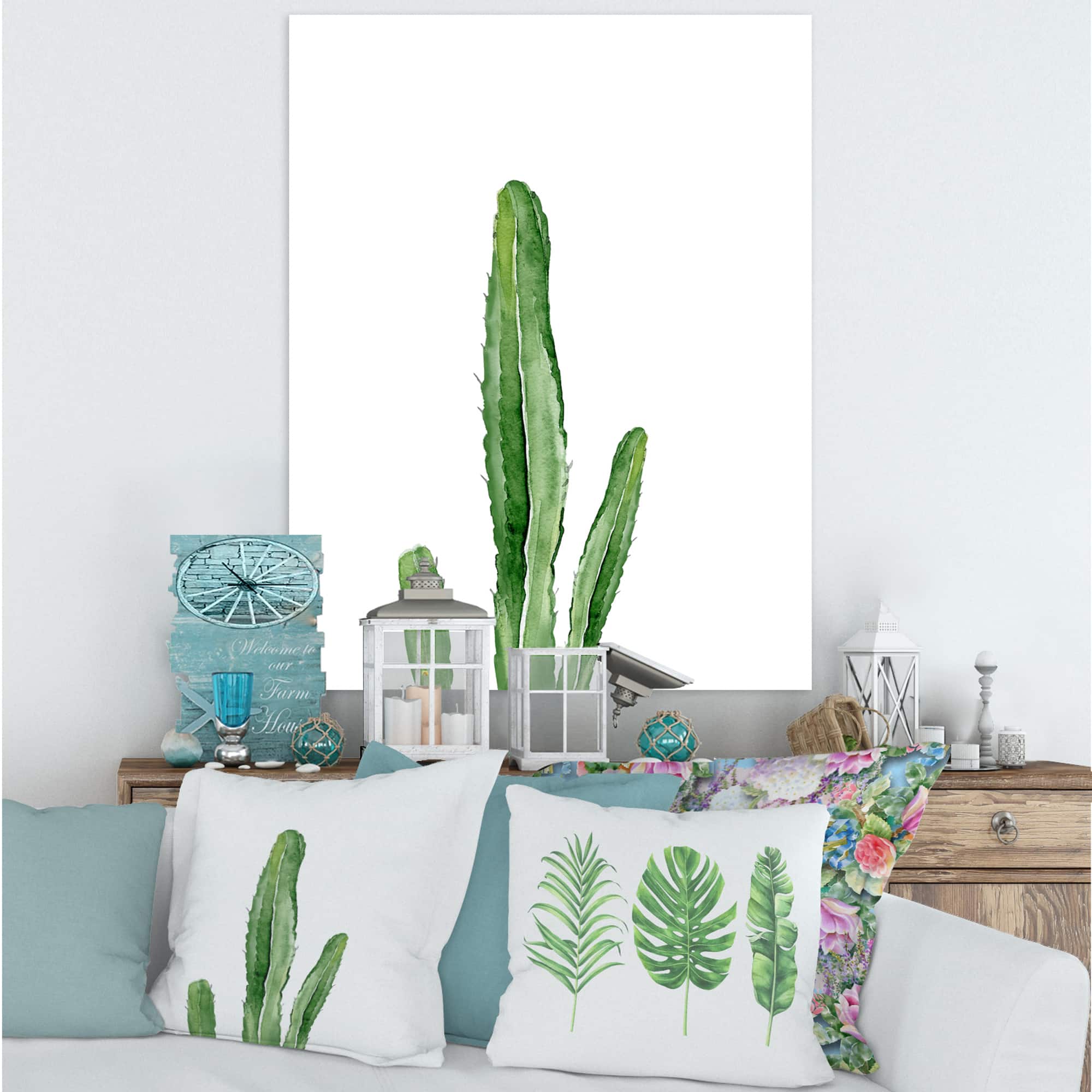 Designart - Green Cactus South Western Plant Botanical Detail
