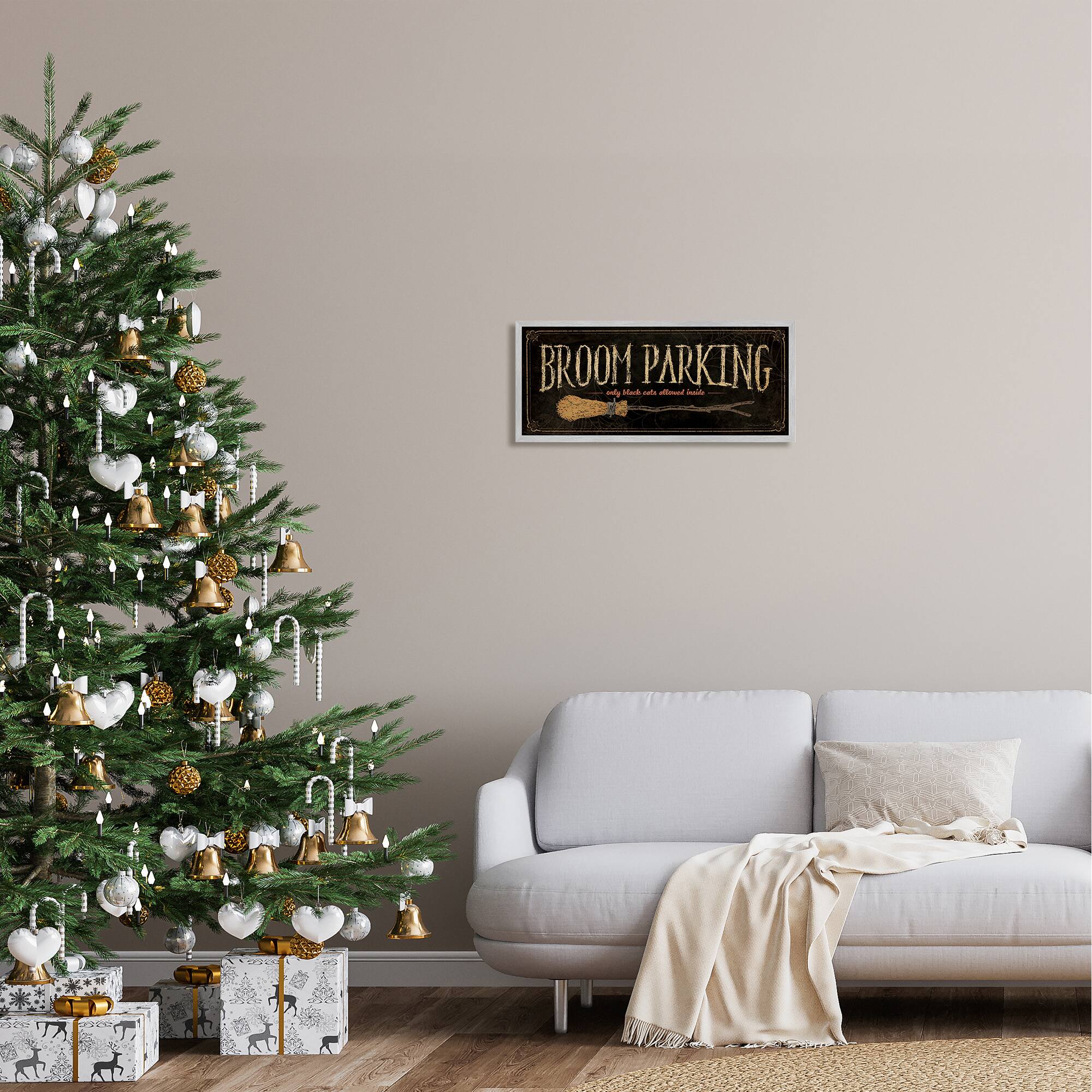 Stupell Industries Broom Parking Black Cats Allowed Framed Giclee Art